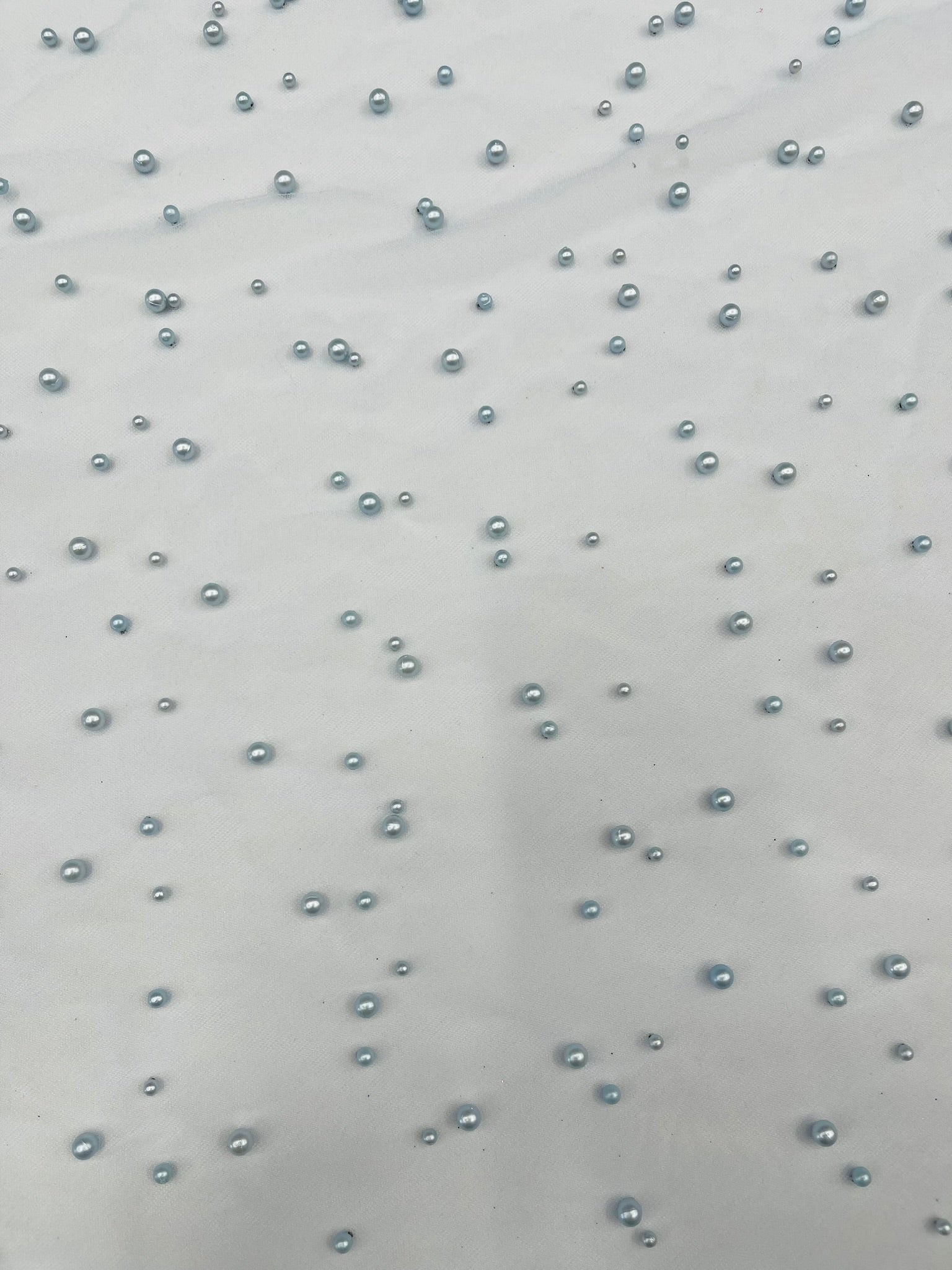 Scattered Pearls Studded Mesh, 2-Way Stretch, Sold by the yard.
