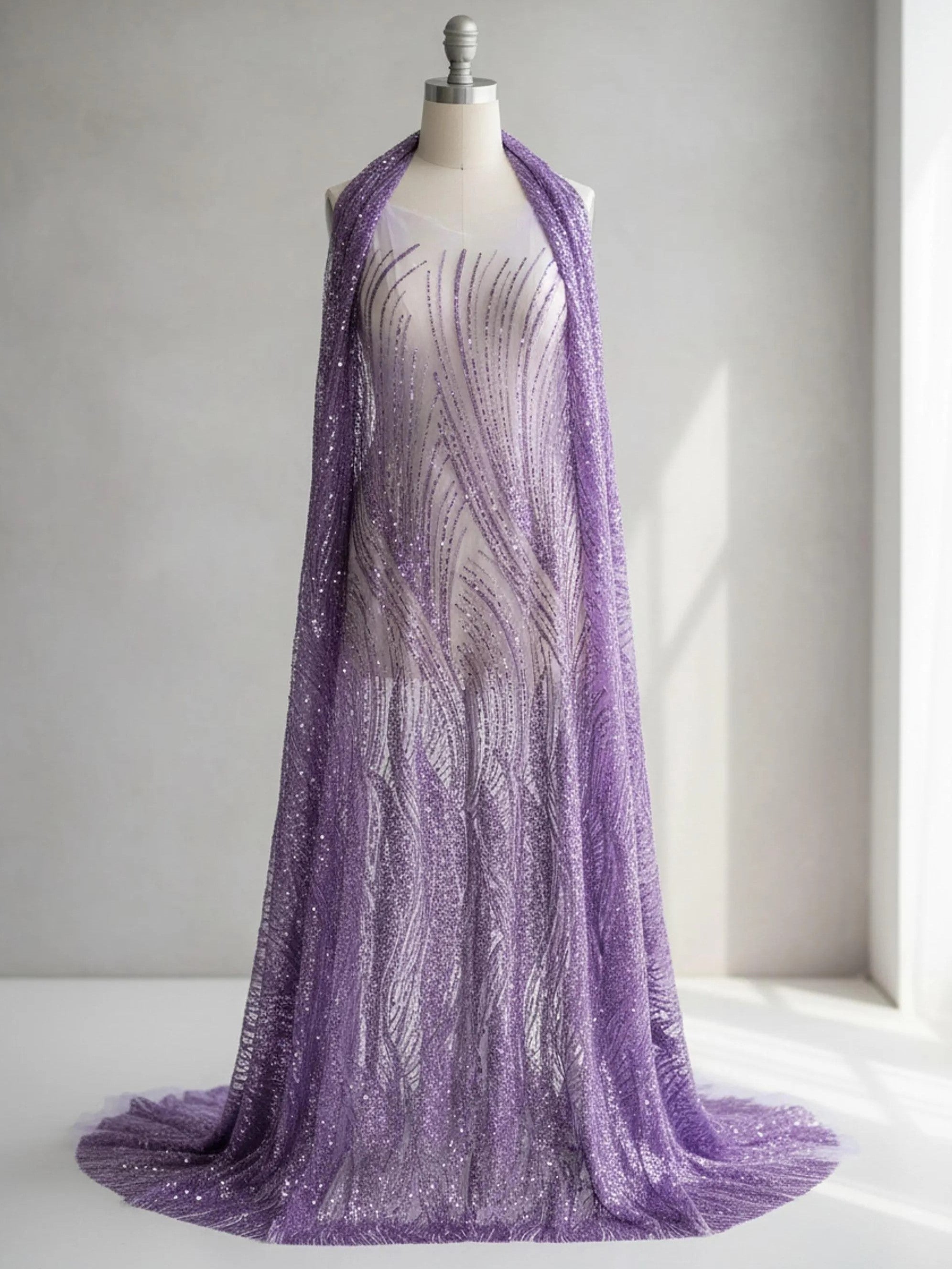 Flame Fashion Beaded Lace Fabric| Prom| Wedding| By The Yard.