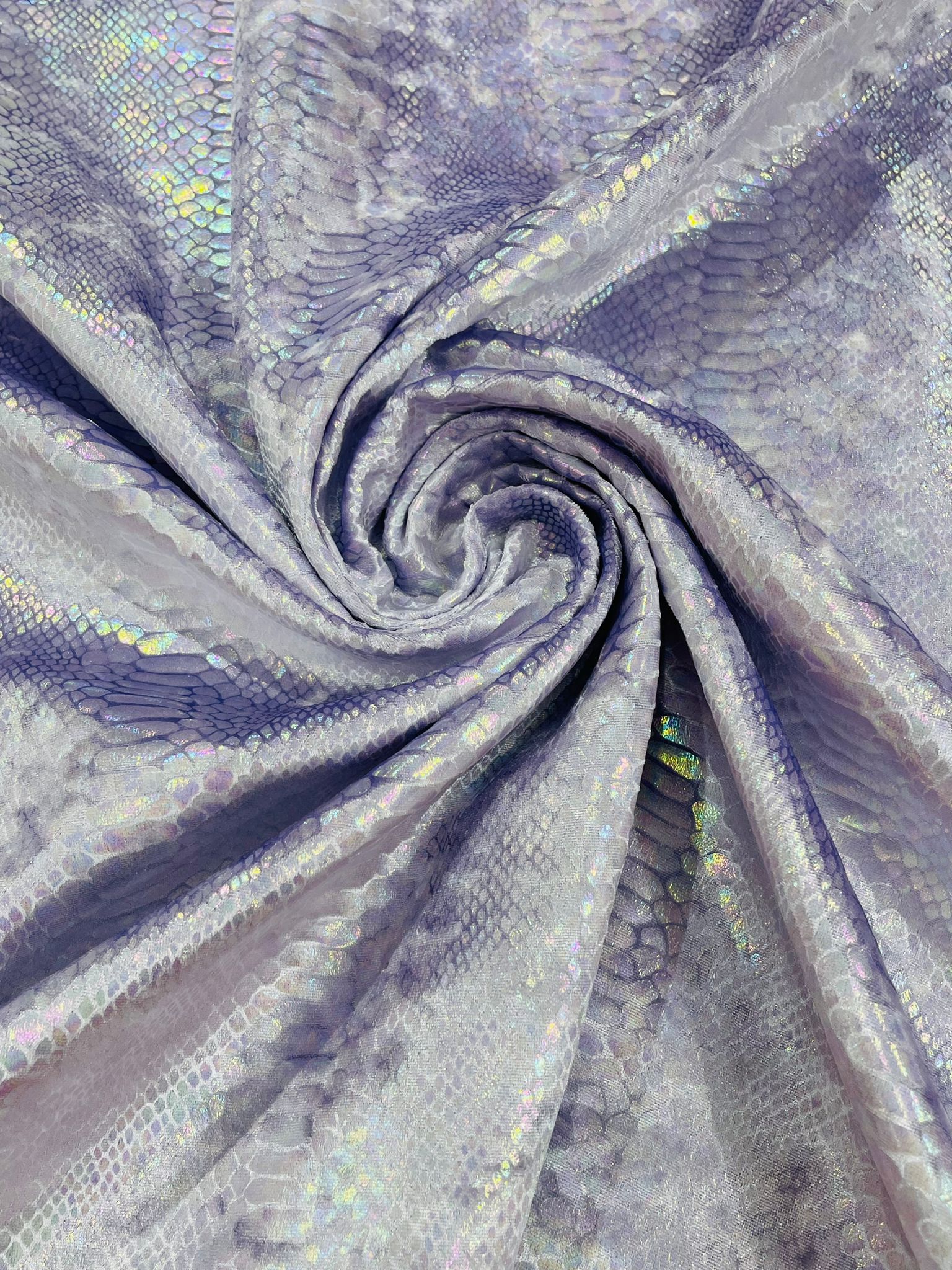 Illusion foil Snake design on a stretch velvet fabric-Sold by the yard