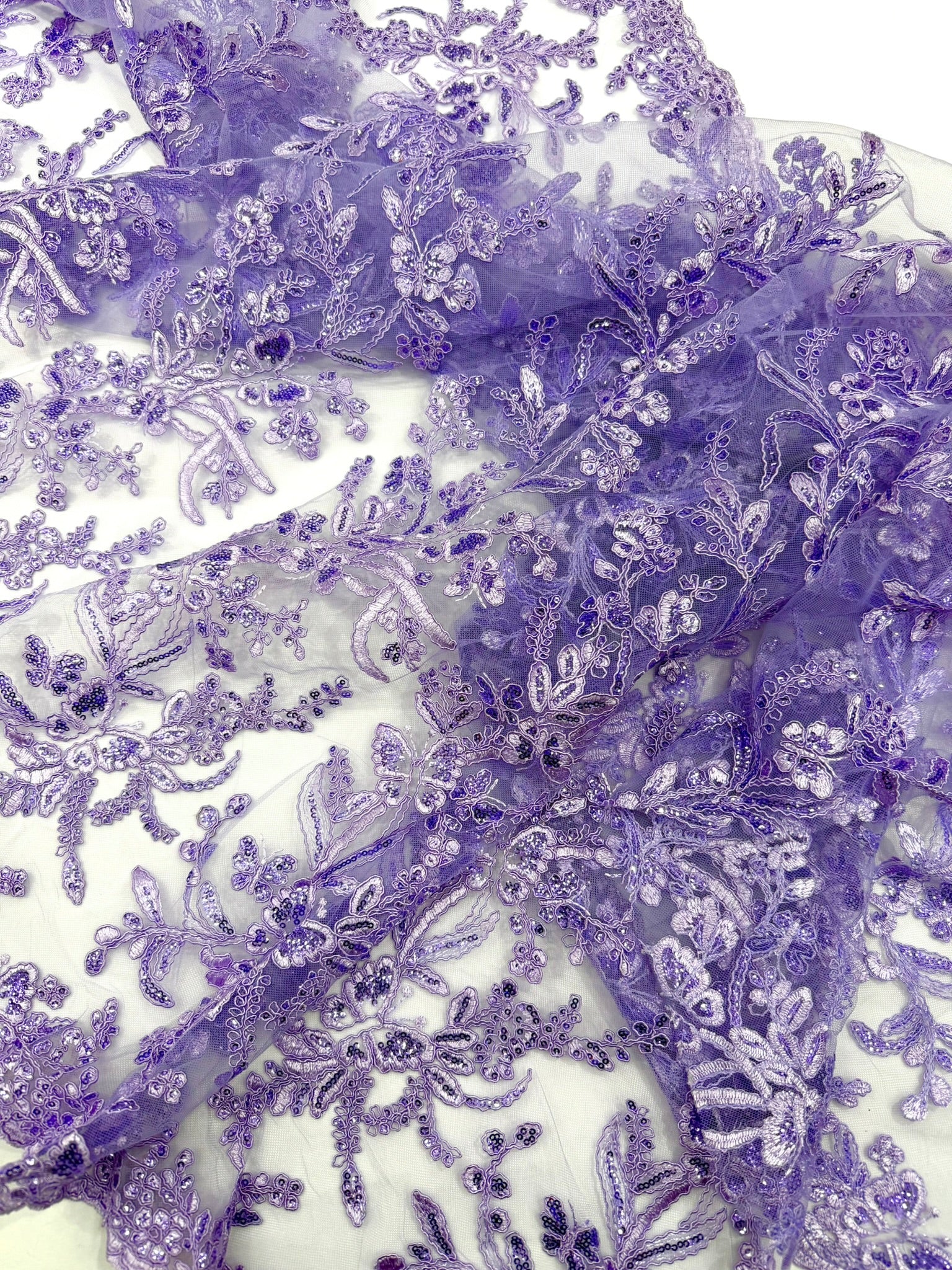 Corded Lace with Butterfly Embroidery and Sequin on Mesh 54" Wide | VIP Textile Inc.