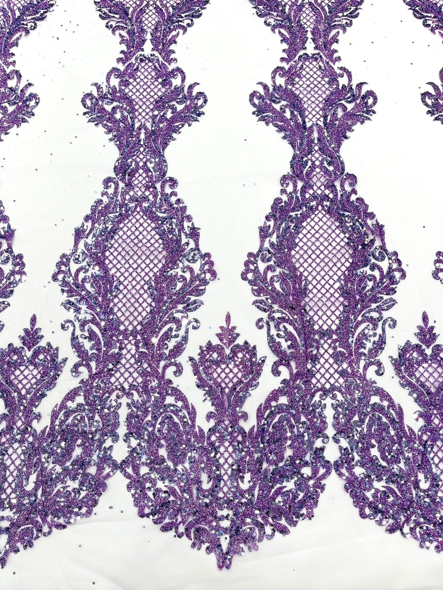 Glitter Tower Damask Design Fabric| 58” Wide| Quinsiañera Dresses.