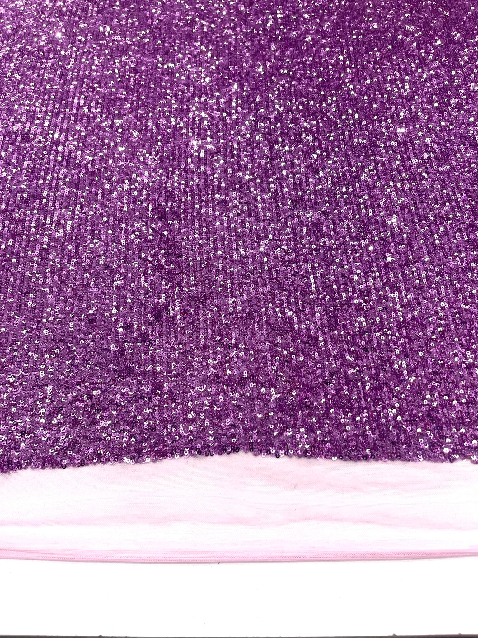 Chain shiny clear sequins design on a 4 way stretch mesh fabric -Sold by the yard.