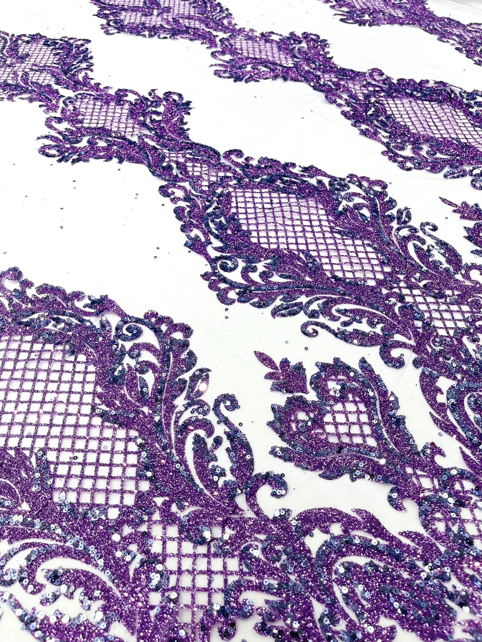Glitter Tower Damask Design Fabric| 58” Wide| Quinsiañera Dresses.