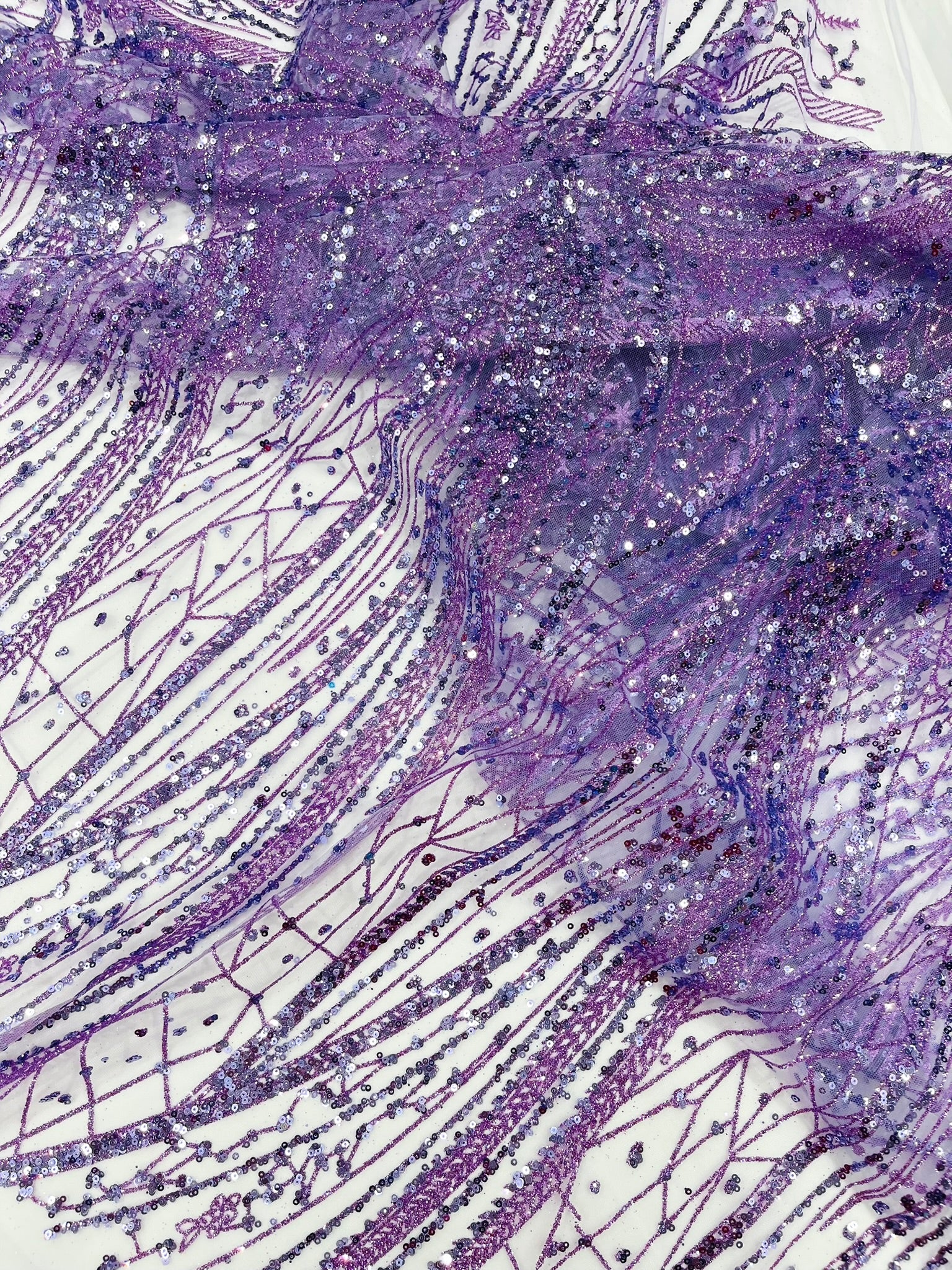 Geometric Fashion Glitter Design On A Mesh Lace Fabric| 58" Wide| Prom Dresses.