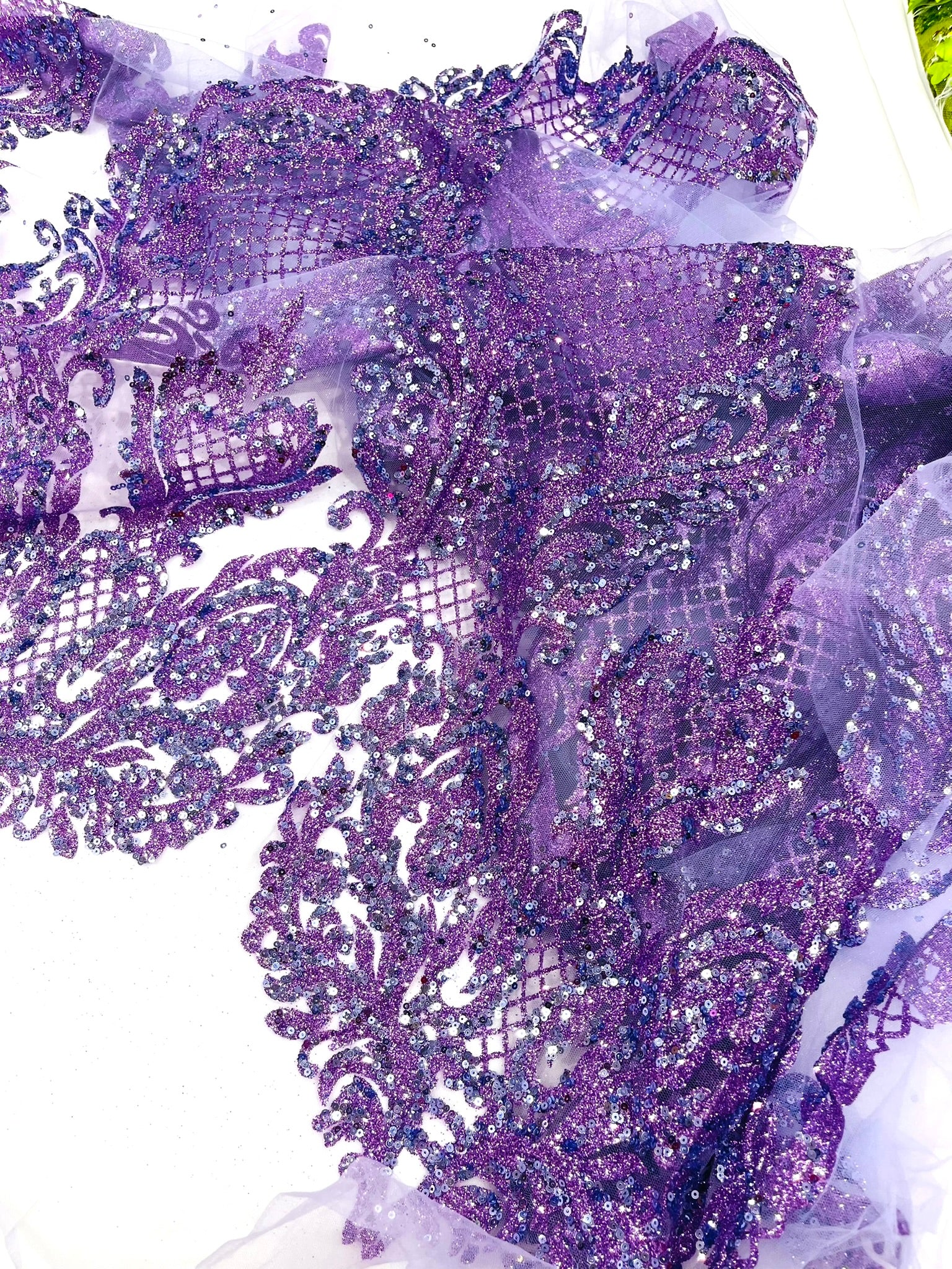 Glitter Tower Damask Design Fabric| 58” Wide| Quinsiañera Dresses.