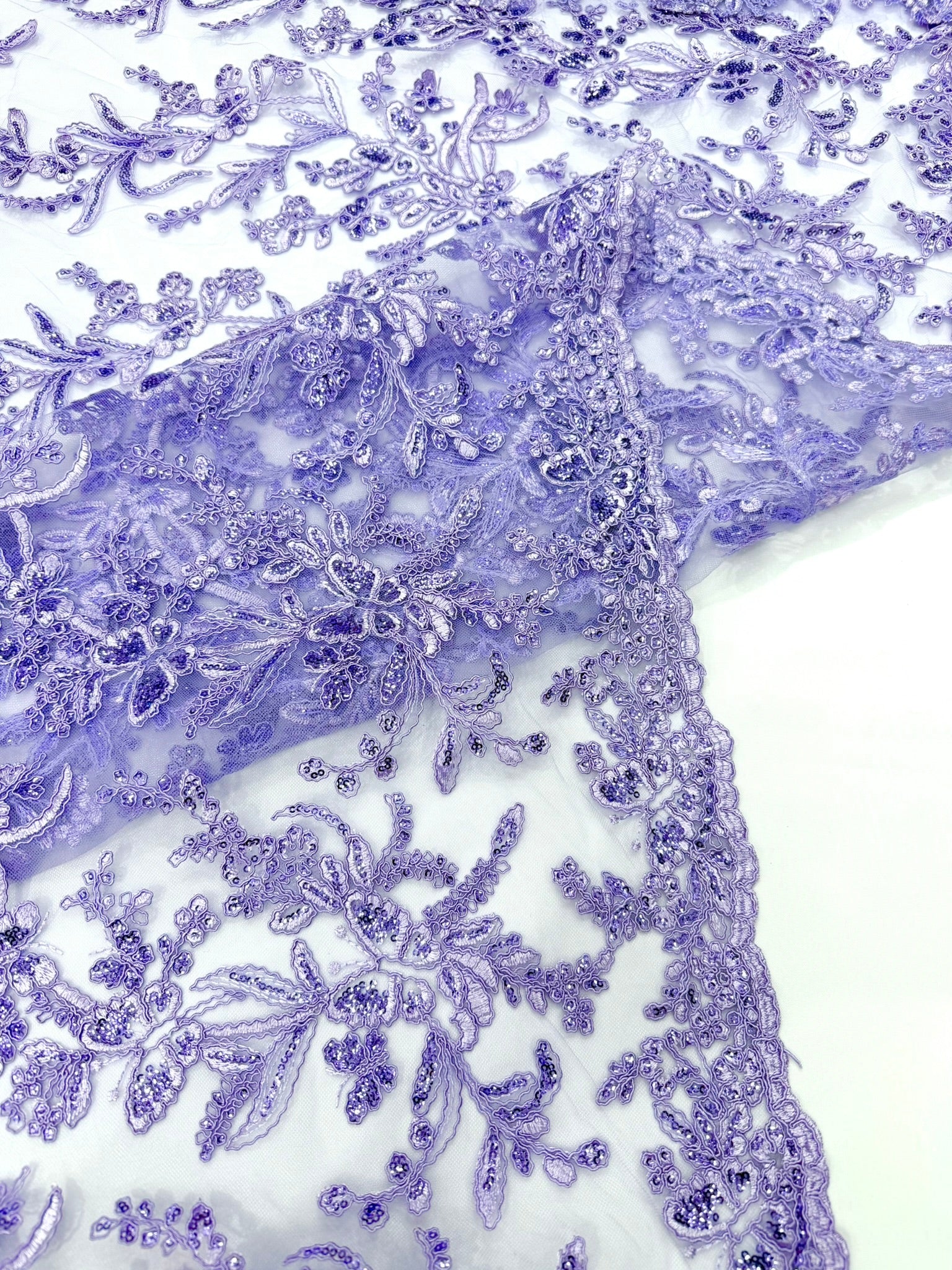 Corded Lace with Butterfly Embroidery and Sequin on Mesh 54" Wide | VIP Textile Inc.