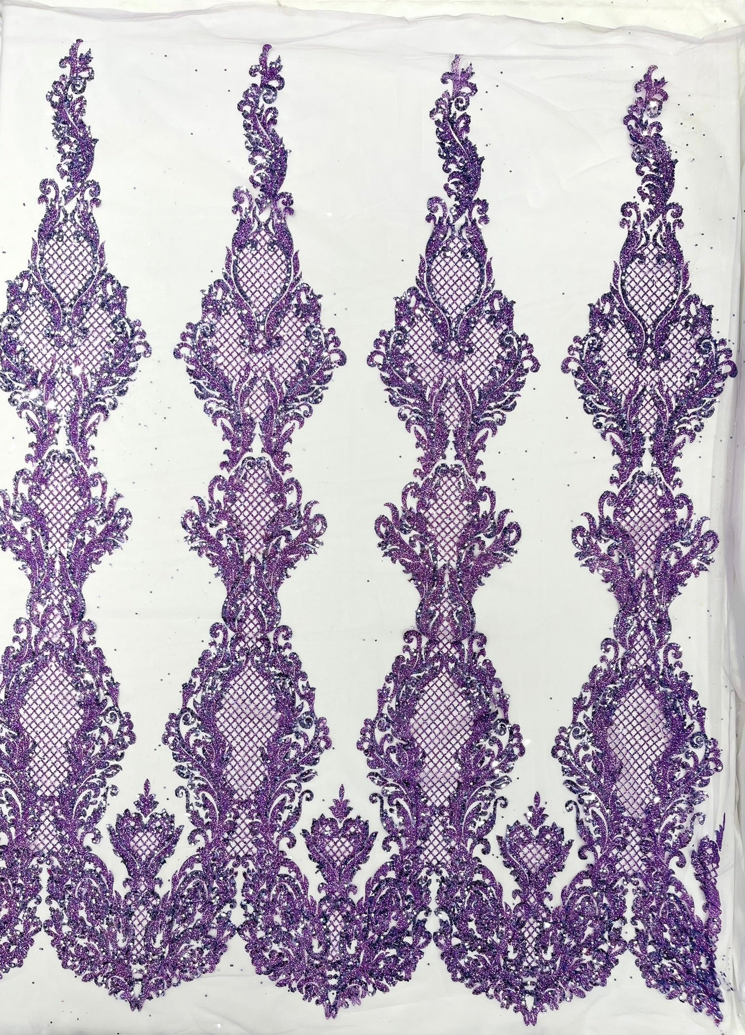 Glitter Tower Damask Design Fabric| 58” Wide| Quinsiañera Dresses.
