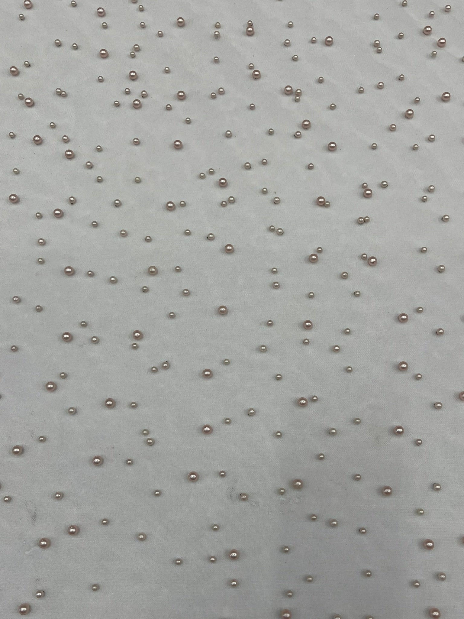 Scattered Pearls Studded Mesh, 2-Way Stretch, Sold by the yard.