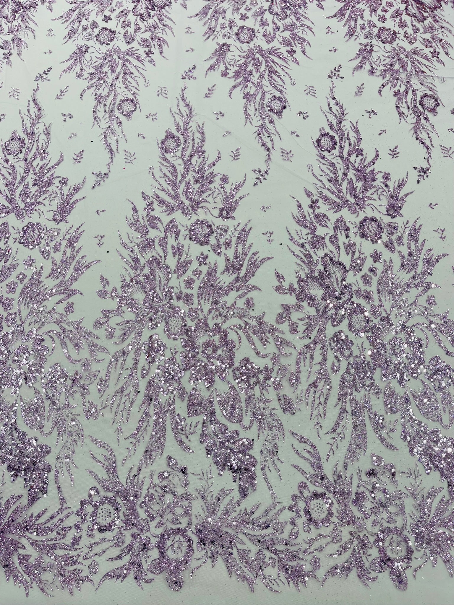Big Glitter Damask Design On A Mesh Lace Fabric/Prom/Sold By The Yard