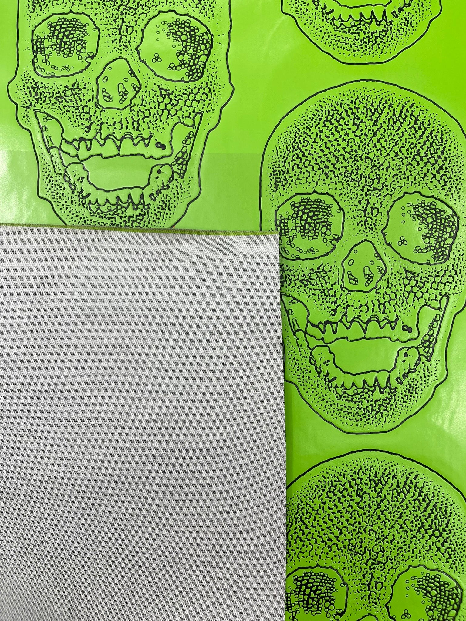 Skull Embossed Fake Leather Upholstery, 3D Faux Leather PVC Vinyl Fabric.