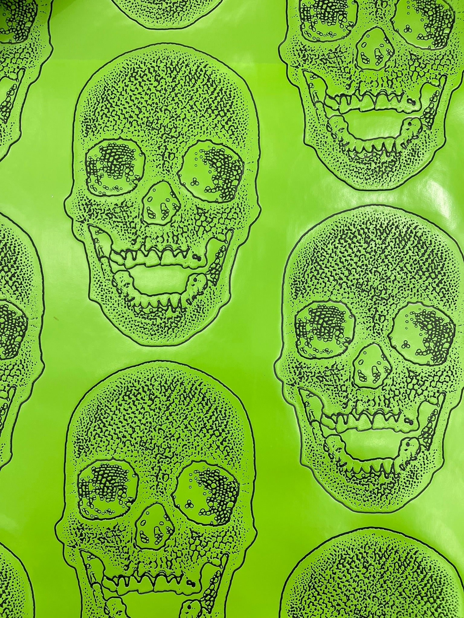 Skull Embossed Fake Leather Upholstery, 3D Faux Leather PVC Vinyl Fabric.