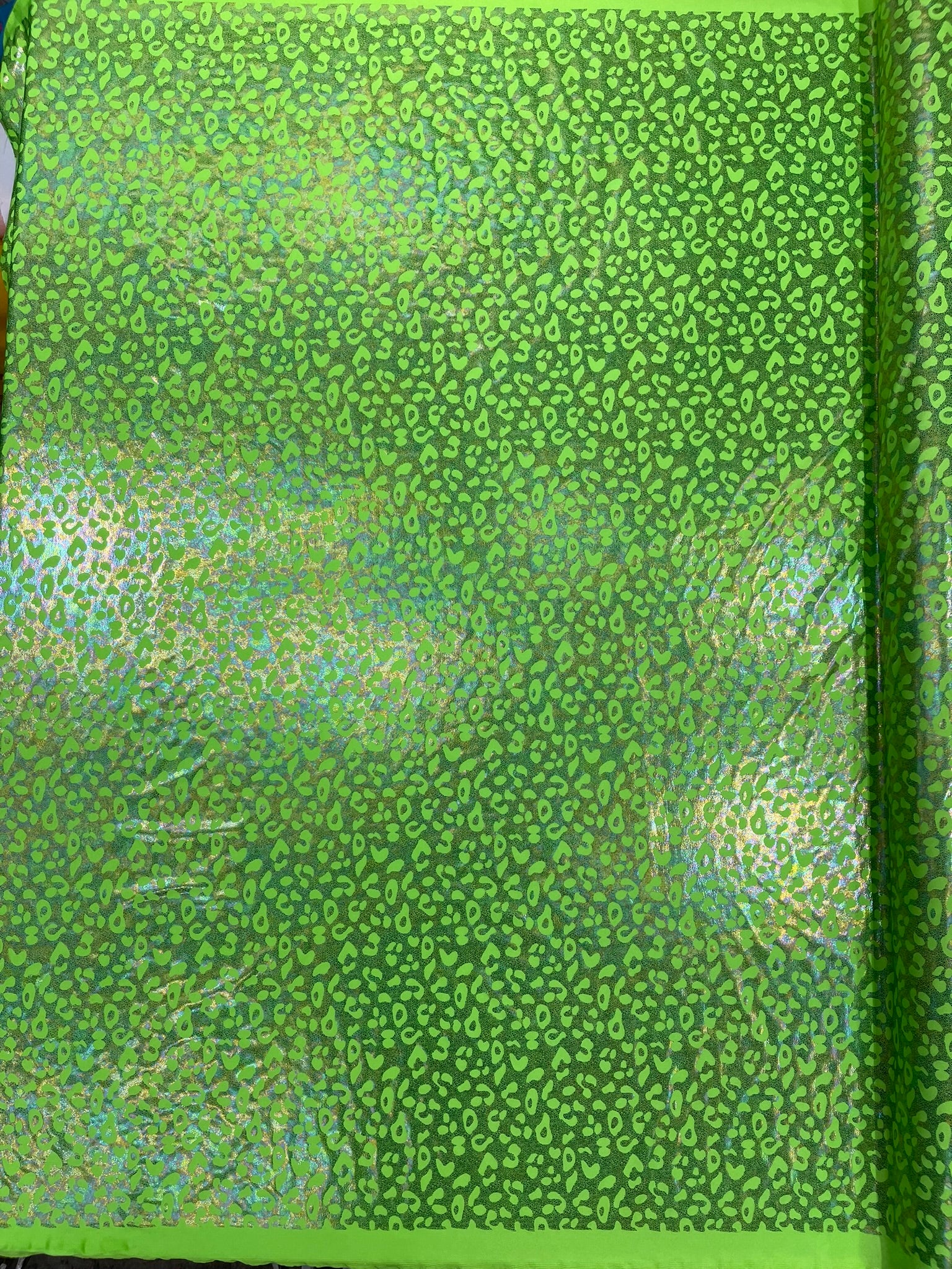 Leopard Oil Spill Metallic Print on a Stretch Nylon Spandex Tricot/Milliskin -Sold by the yard