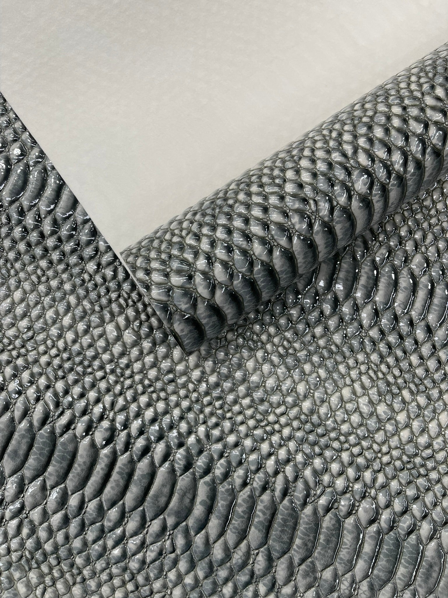 Cobra Snake Shiny Vinyl 3D Embossed Fabric / 2 Tone Cobra Snake Vinyl Leather 54" Wide