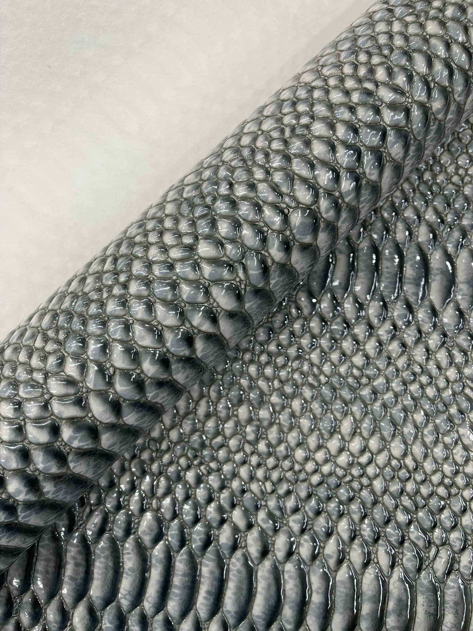 Cobra Snake Shiny Vinyl 3D Embossed Fabric / 2 Tone Cobra Snake Vinyl Leather 54" Wide