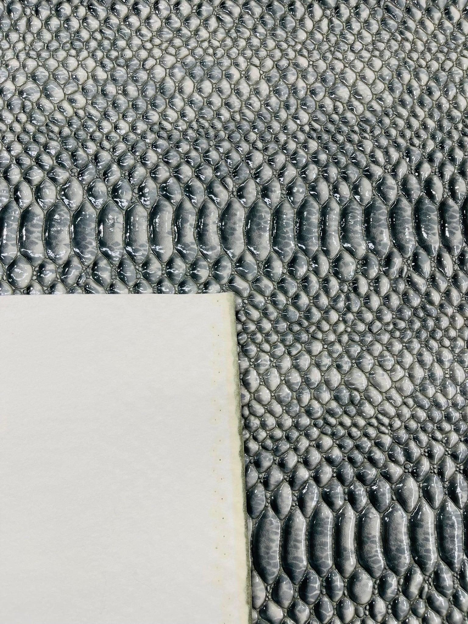 Cobra Snake Shiny Vinyl 3D Embossed Fabric / 2 Tone Cobra Snake Vinyl Leather 54" Wide