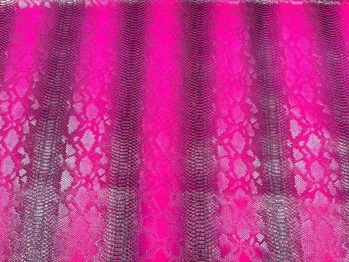 Faux Snake Skin Vinyl Fabric - Magenta - High Quality Vinyl Snake Animal Print Fabric By Yard