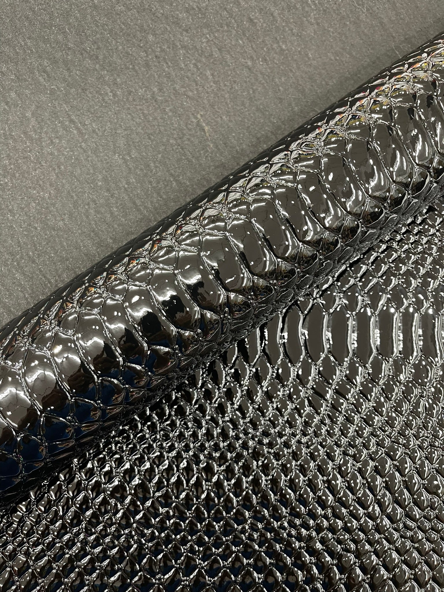 Cobra Snake Shiny Vinyl 3D Embossed Fabric / 2 Tone Cobra Snake Vinyl Leather 54" Wide