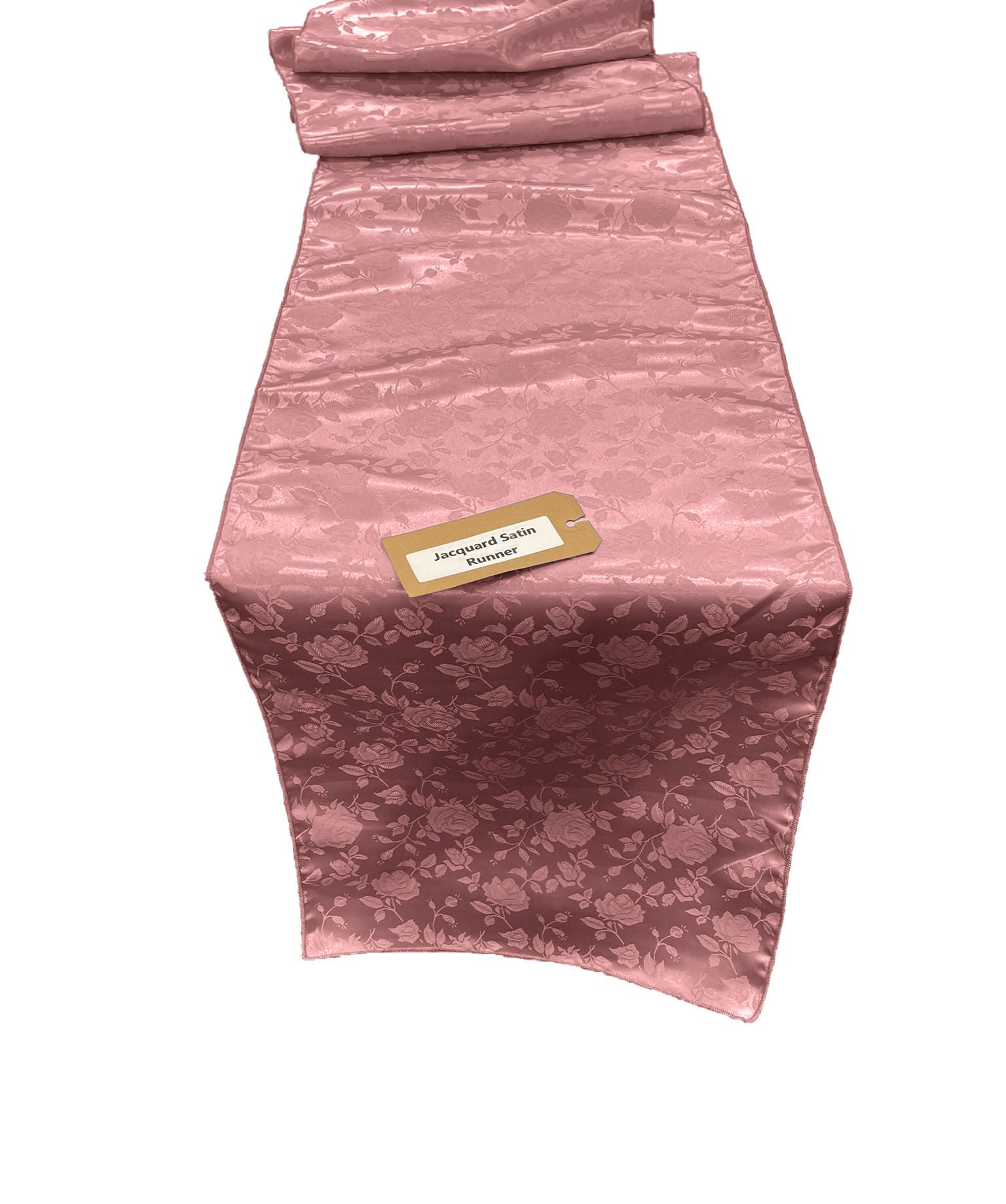 Jacquard Satin Roses Runner, Party Supply / Wedding / Decoration (14" Wide x 120" Long).