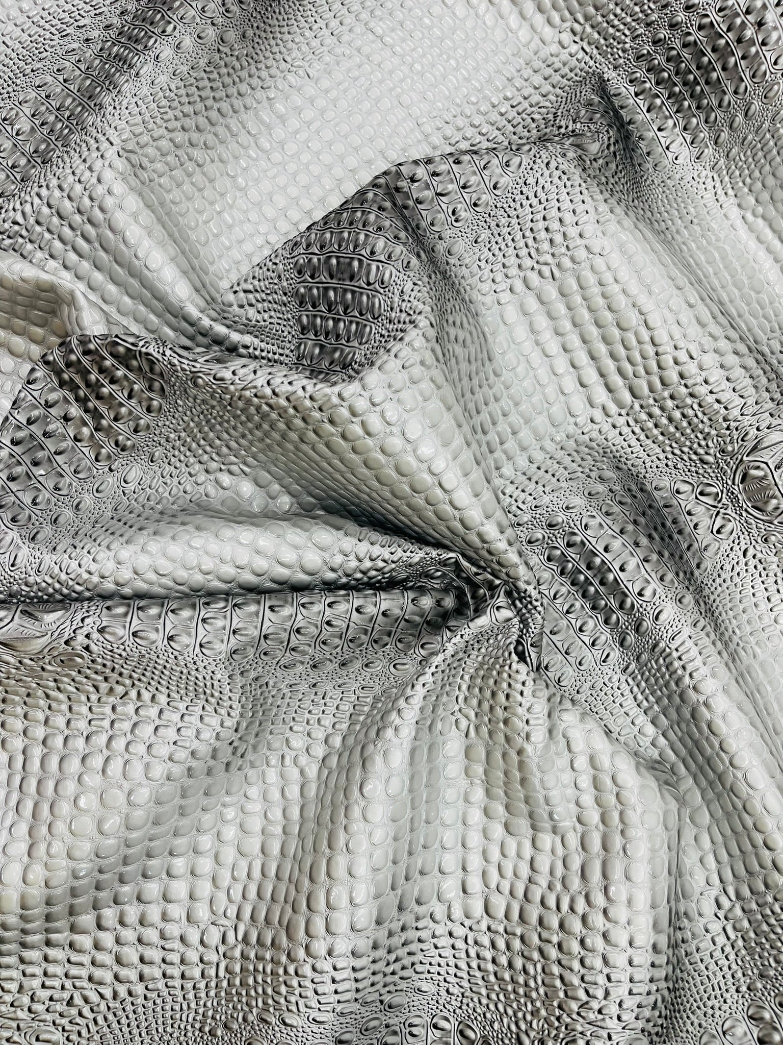 Glossy Two Tone Gator Fake Leather Upholstery, 3D Crocodile Skin Texture Faux Leather PVC Vinyl, 54" Wide