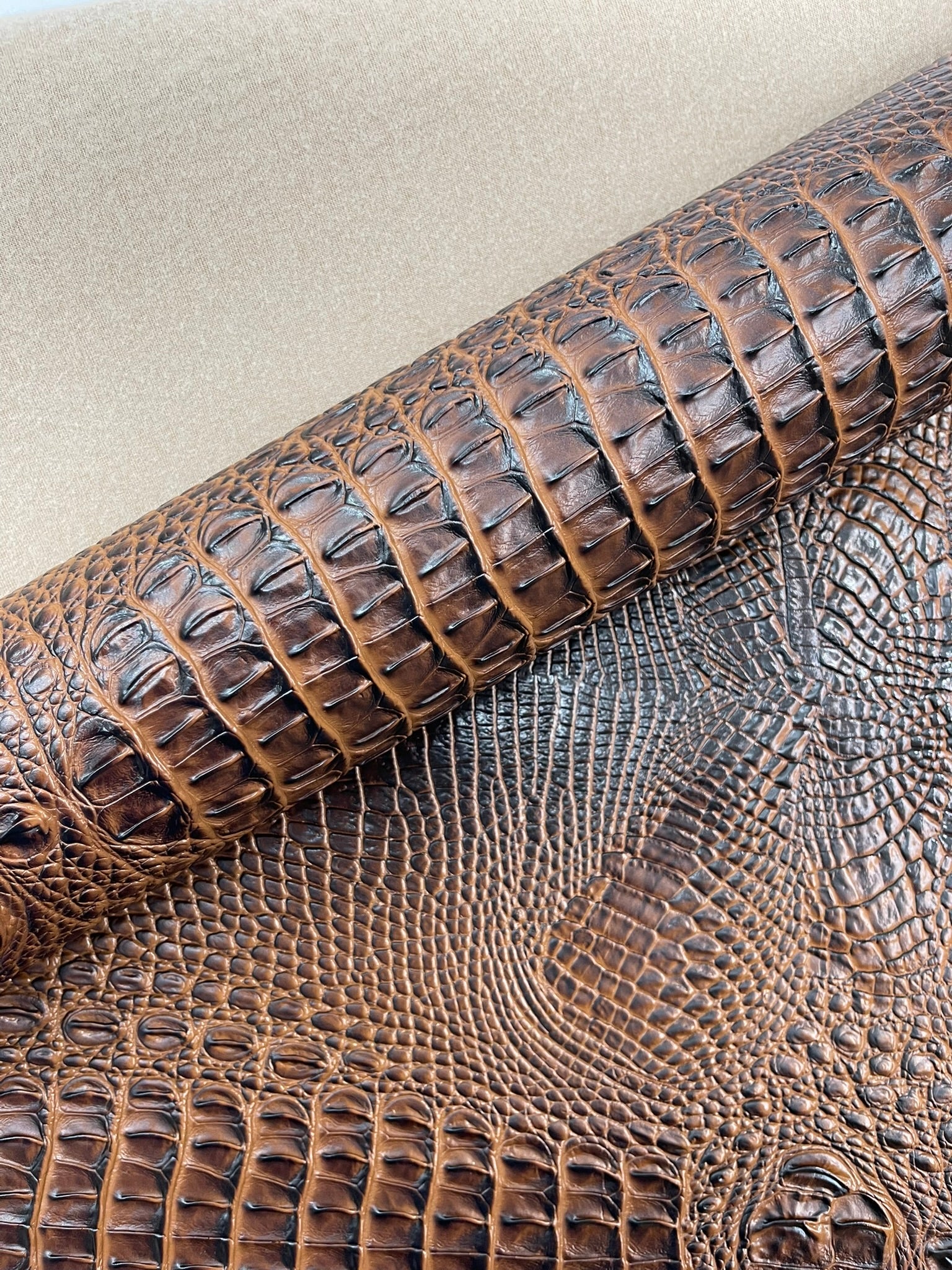 Florida Gator 3D Embossed Vinyl Fabric / 2 Tone Crocodile Vinyl Leather 54" Wide
