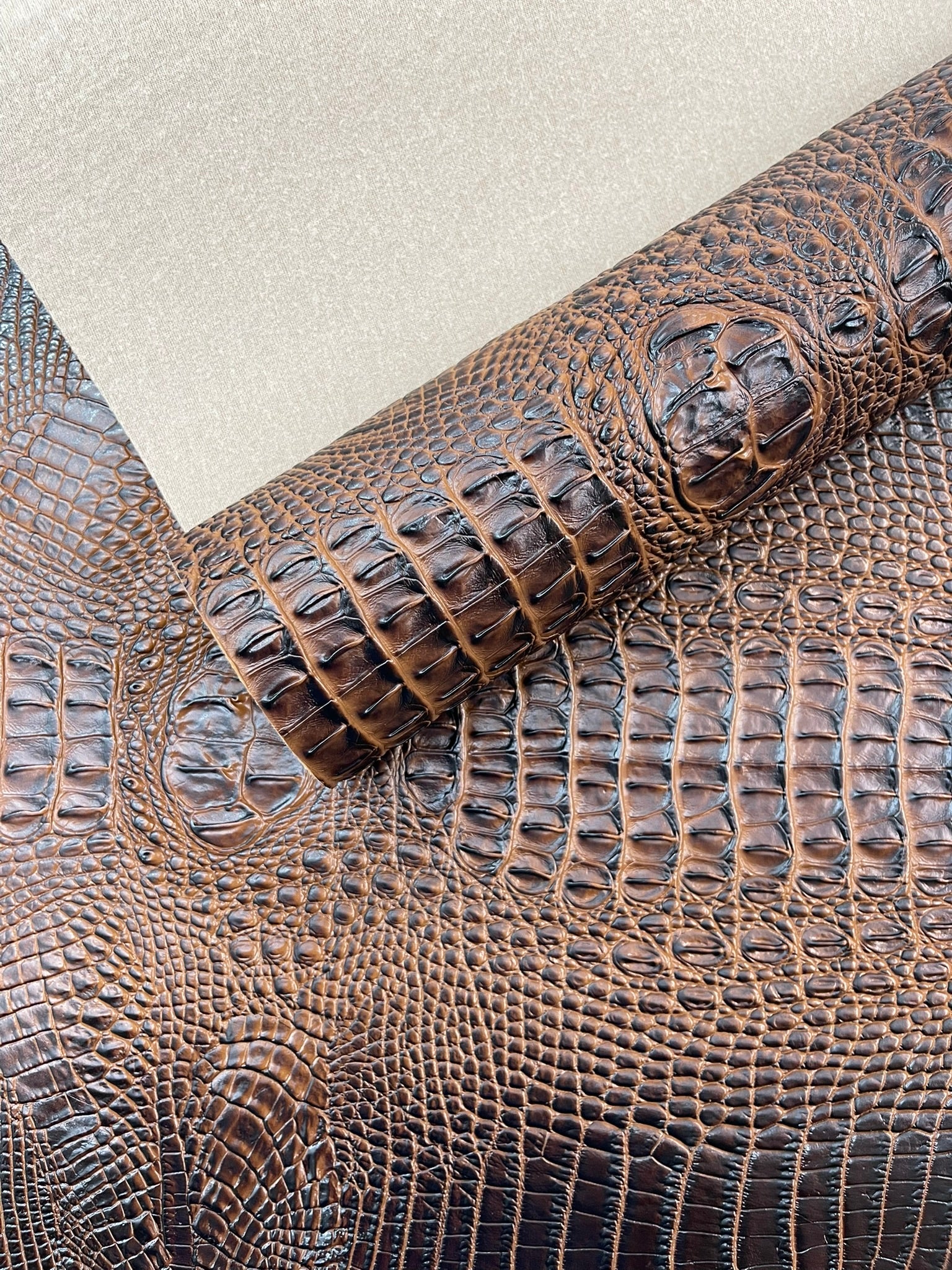 Florida Gator 3D Embossed Vinyl Fabric / 2 Tone Crocodile Vinyl Leather 54" Wide