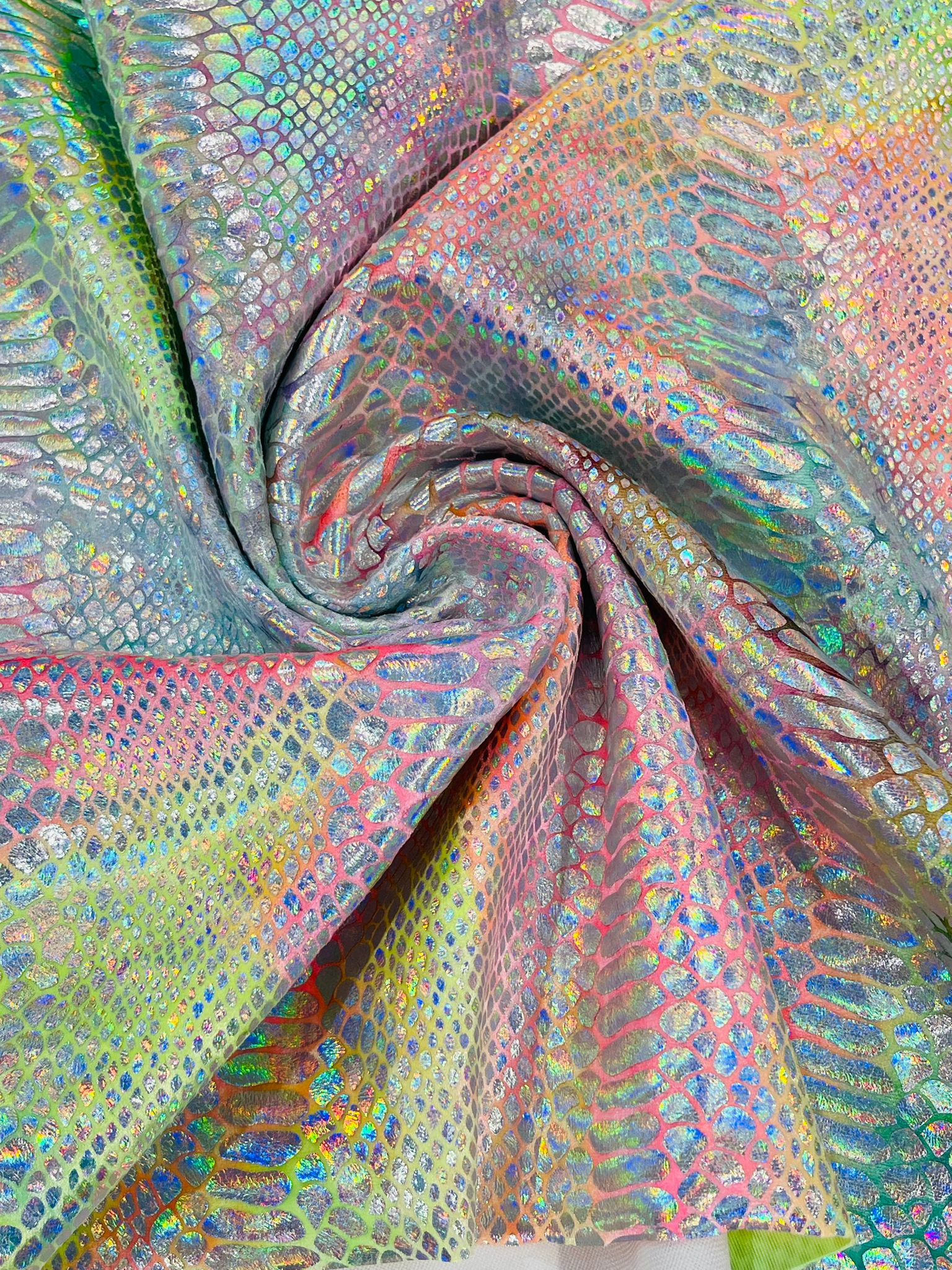 Illusion foil Snake design on a stretch velvet fabric-Sold by the yard