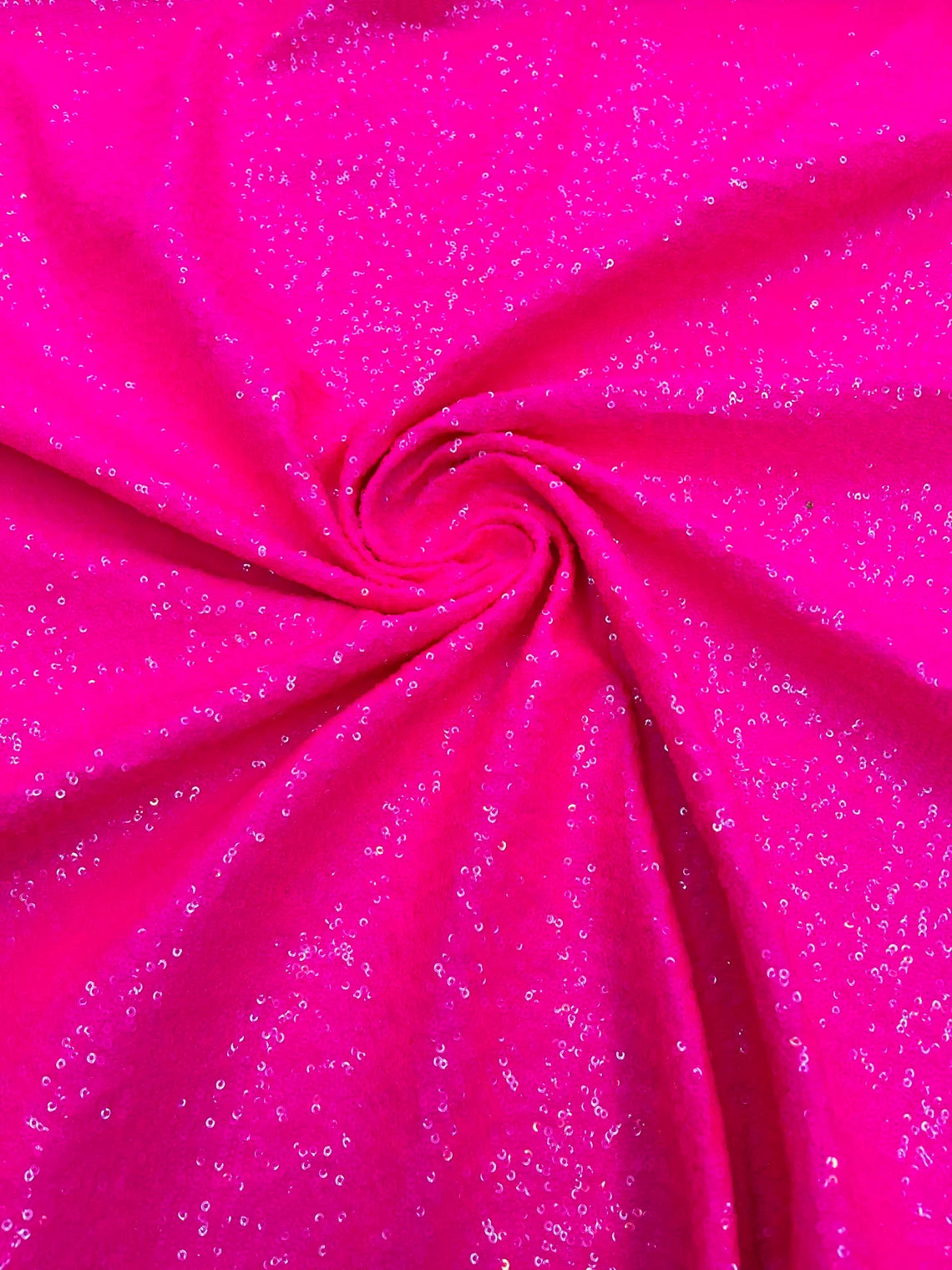 Mini Glitz Sequins on Milliskin - Neon Pink - 4 Way Stretch Milliskin Stretch Spandex Fabric by Yard