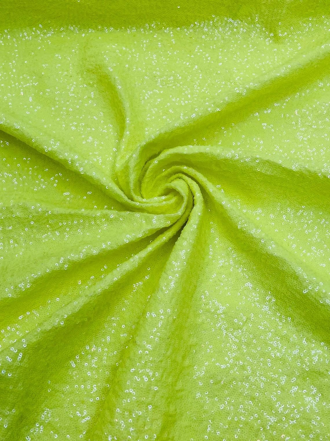 Mini Glitz Sequins on Milliskin - Neon Yellow - 4 Way Stretch Milliskin Stretch Spandex Fabric by Yard