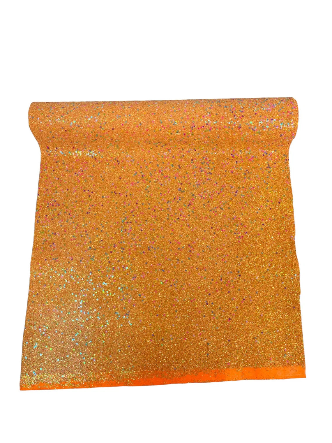 Stardust Shine Glitter Vinyl Fabric - Orange Iridescent- Star Dust Design Glitter Vinyl Fabric Sold By Yard