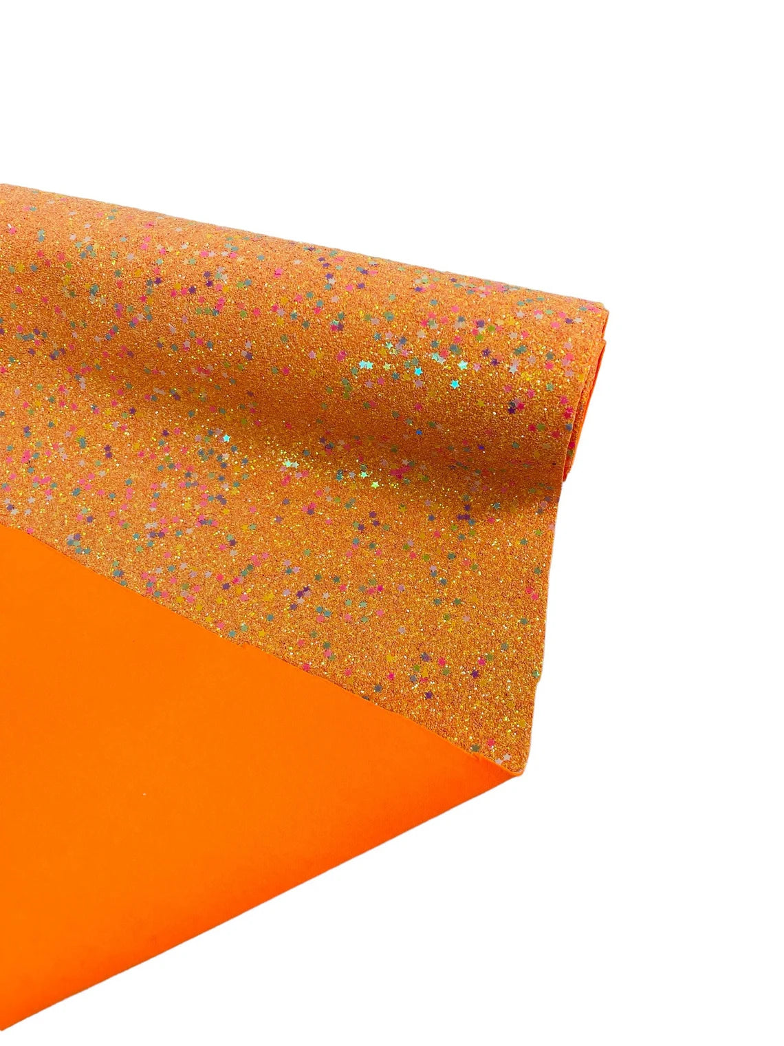 Stardust Shine Glitter Vinyl Fabric - Orange Iridescent- Star Dust Design Glitter Vinyl Fabric Sold By Yard