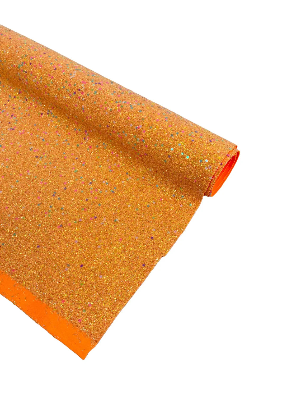 Stardust Shine Glitter Vinyl Fabric - Orange Iridescent- Star Dust Design Glitter Vinyl Fabric Sold By Yard