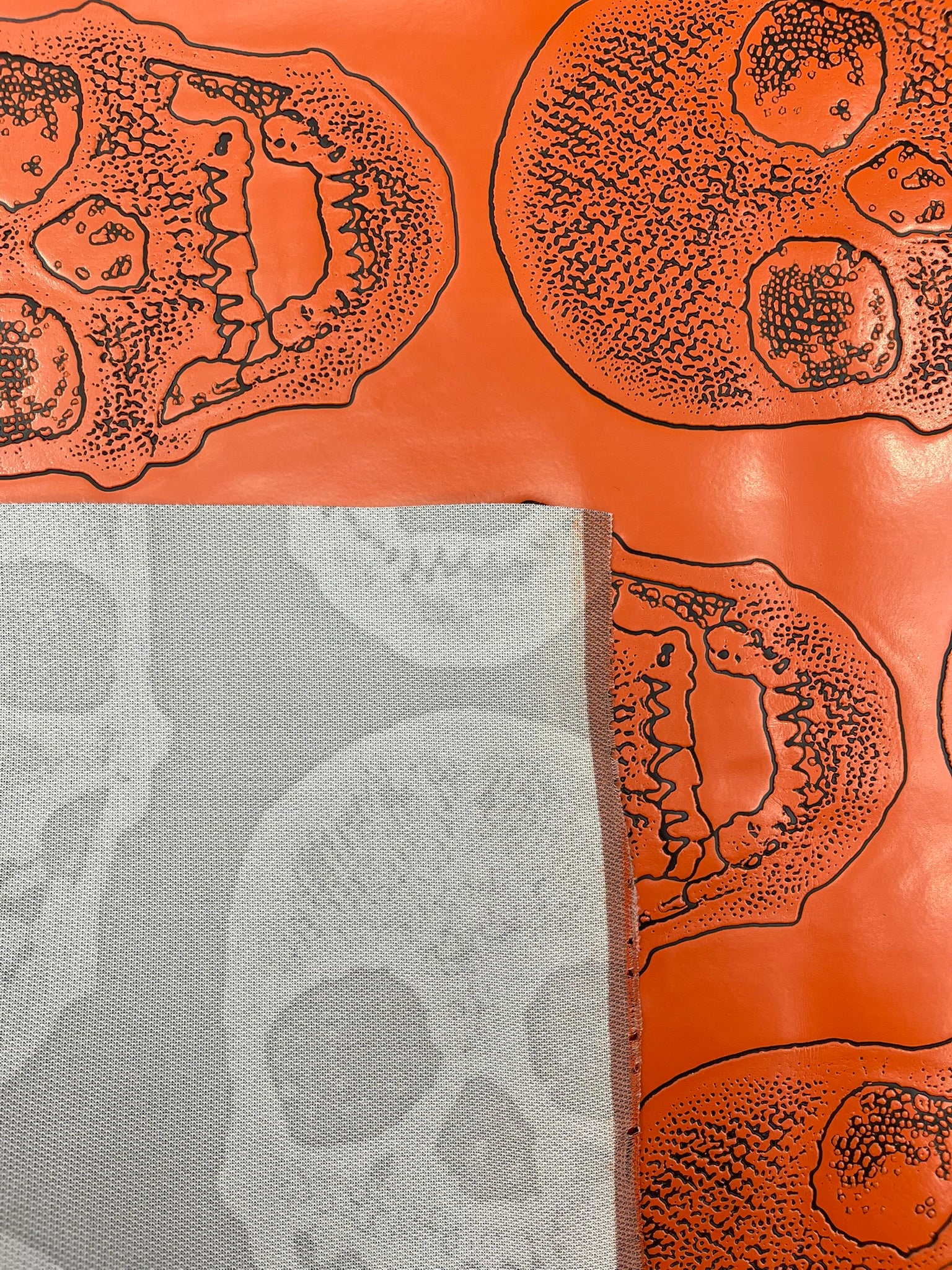 Skull Embossed Fake Leather Upholstery, 3D Faux Leather PVC Vinyl Fabric.