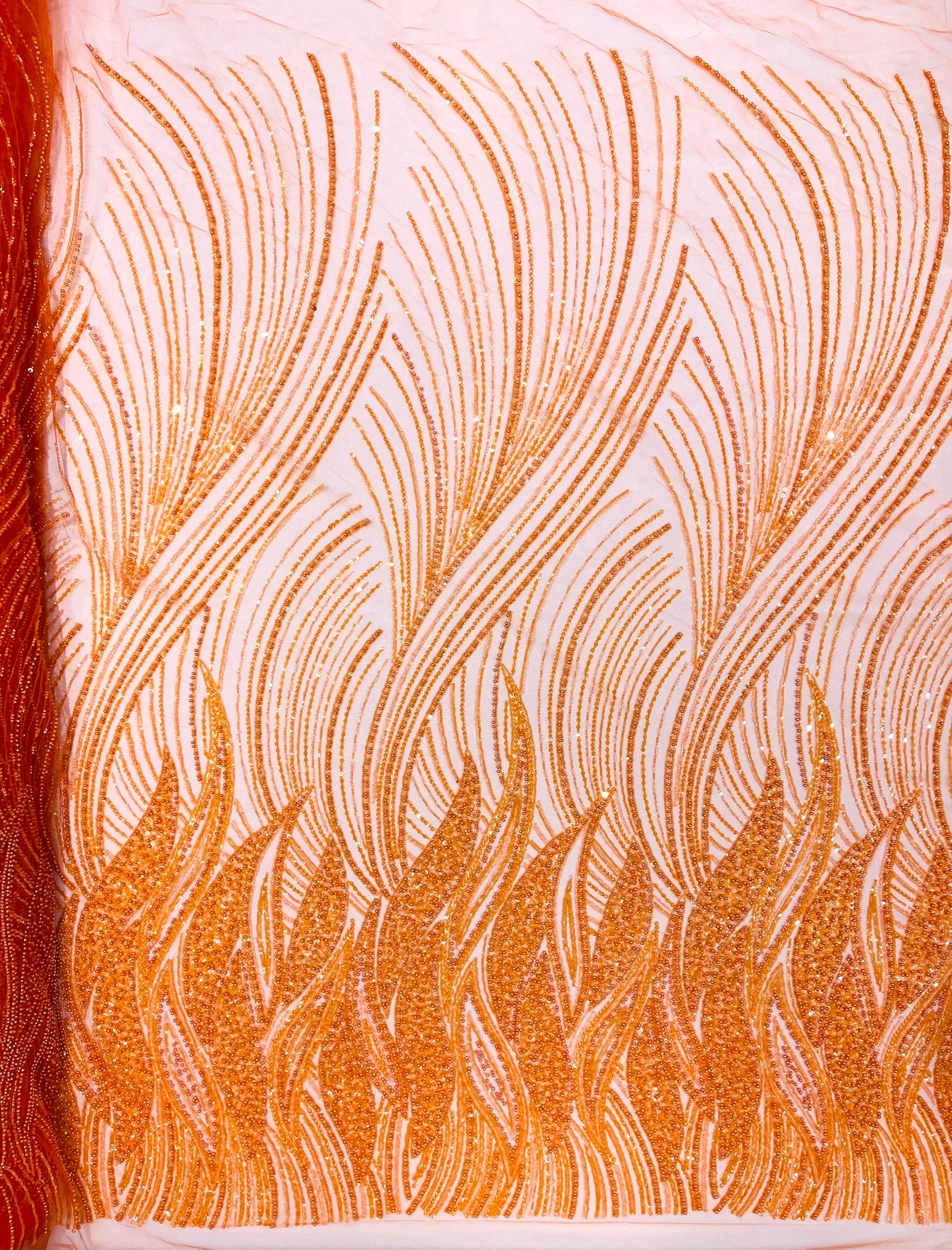 Flame Fashion Beaded Lace Fabric| Prom| Wedding| By The Yard.