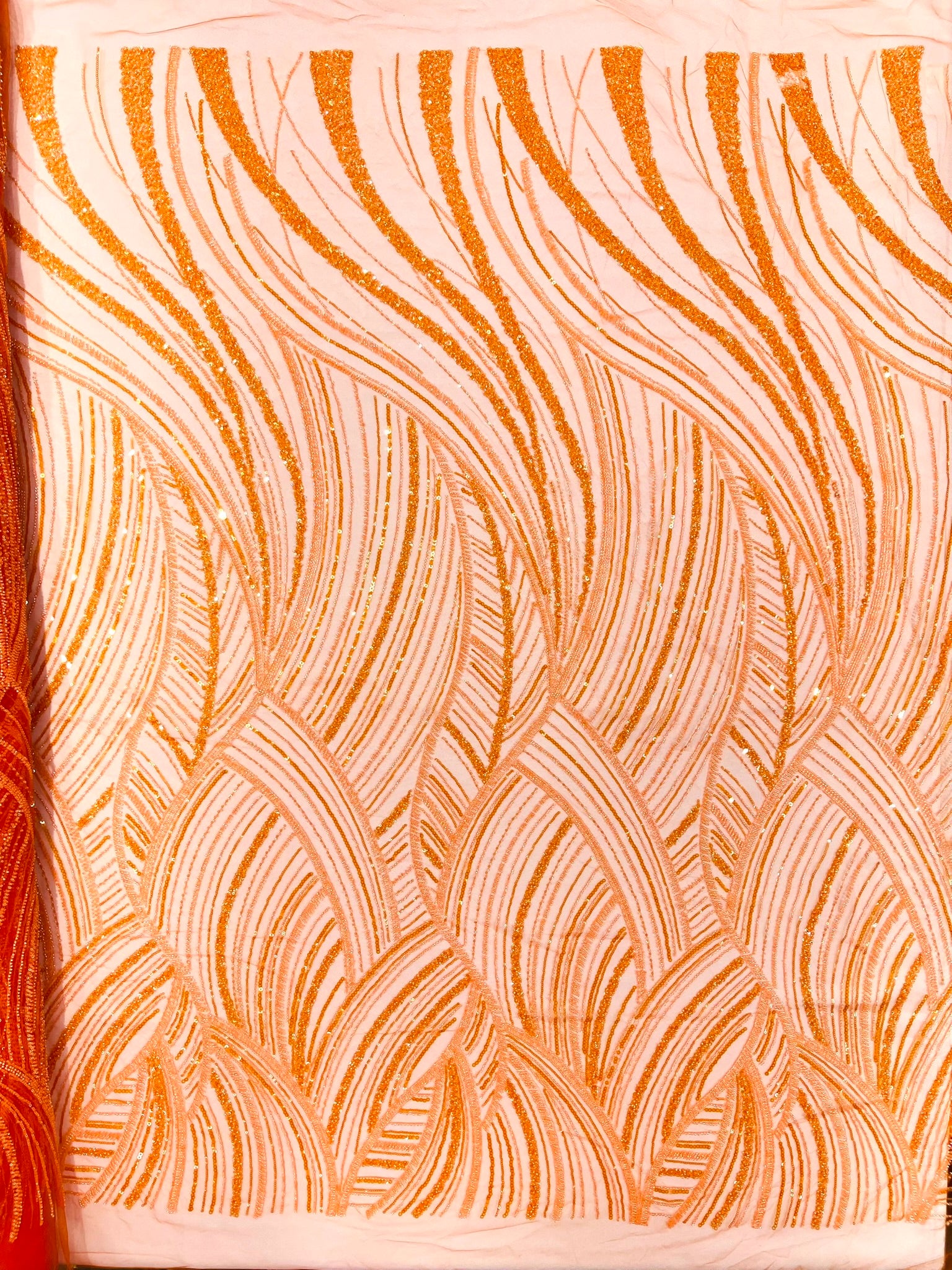 Luxury Feather Damask Beaded Lace Fabric| Prom| Wedding| By The Yard.