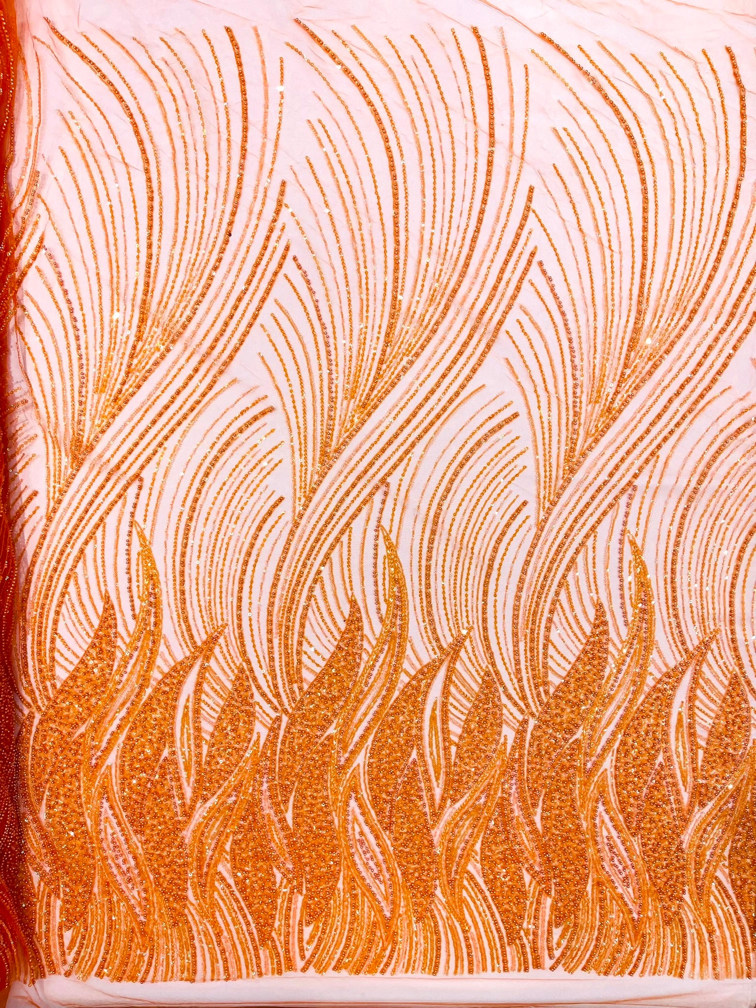 Flame Fashion Beaded Lace Fabric| Prom| Wedding| By The Yard.