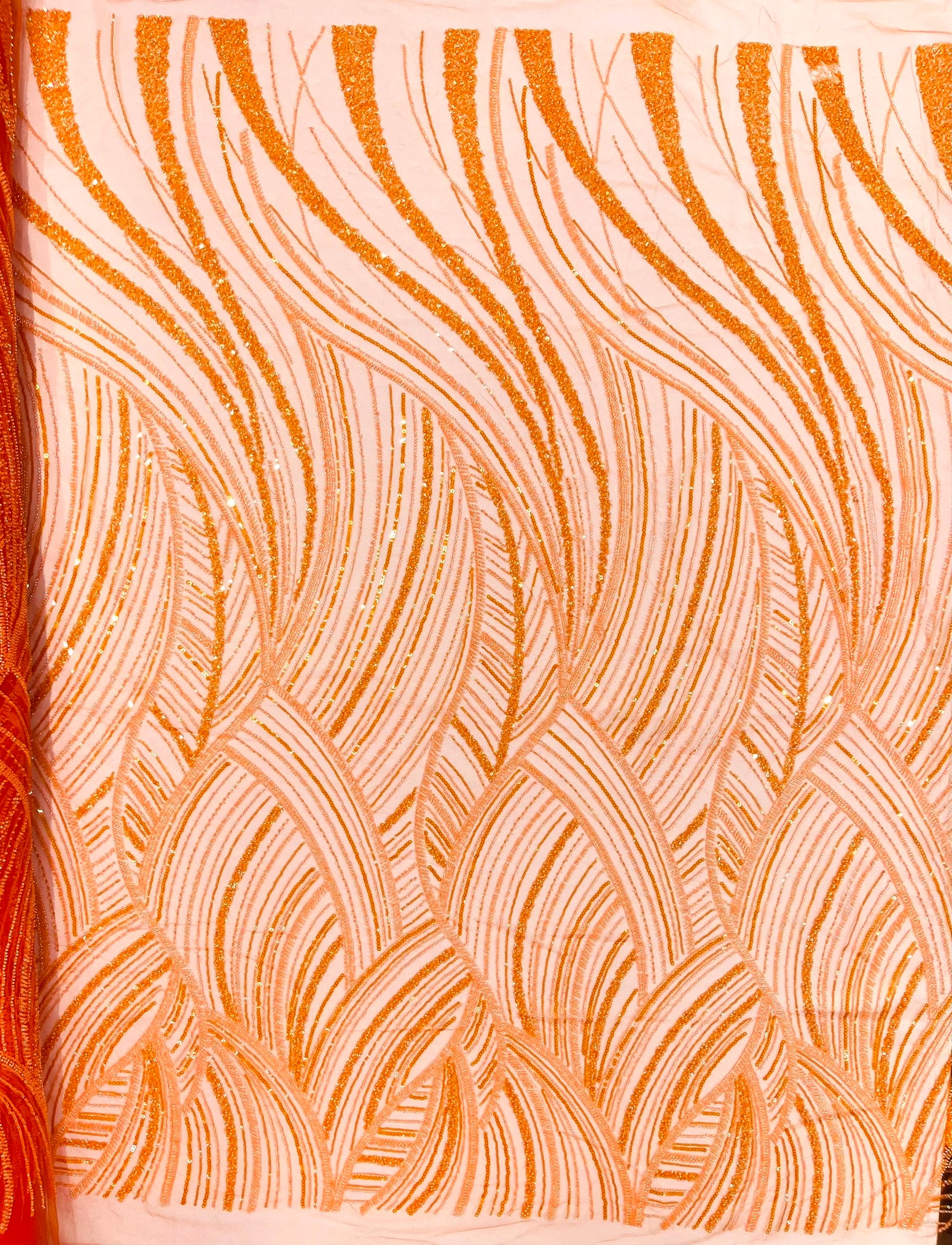 Luxury Feather Damask Beaded Lace Fabric| Prom| Wedding| By The Yard.
