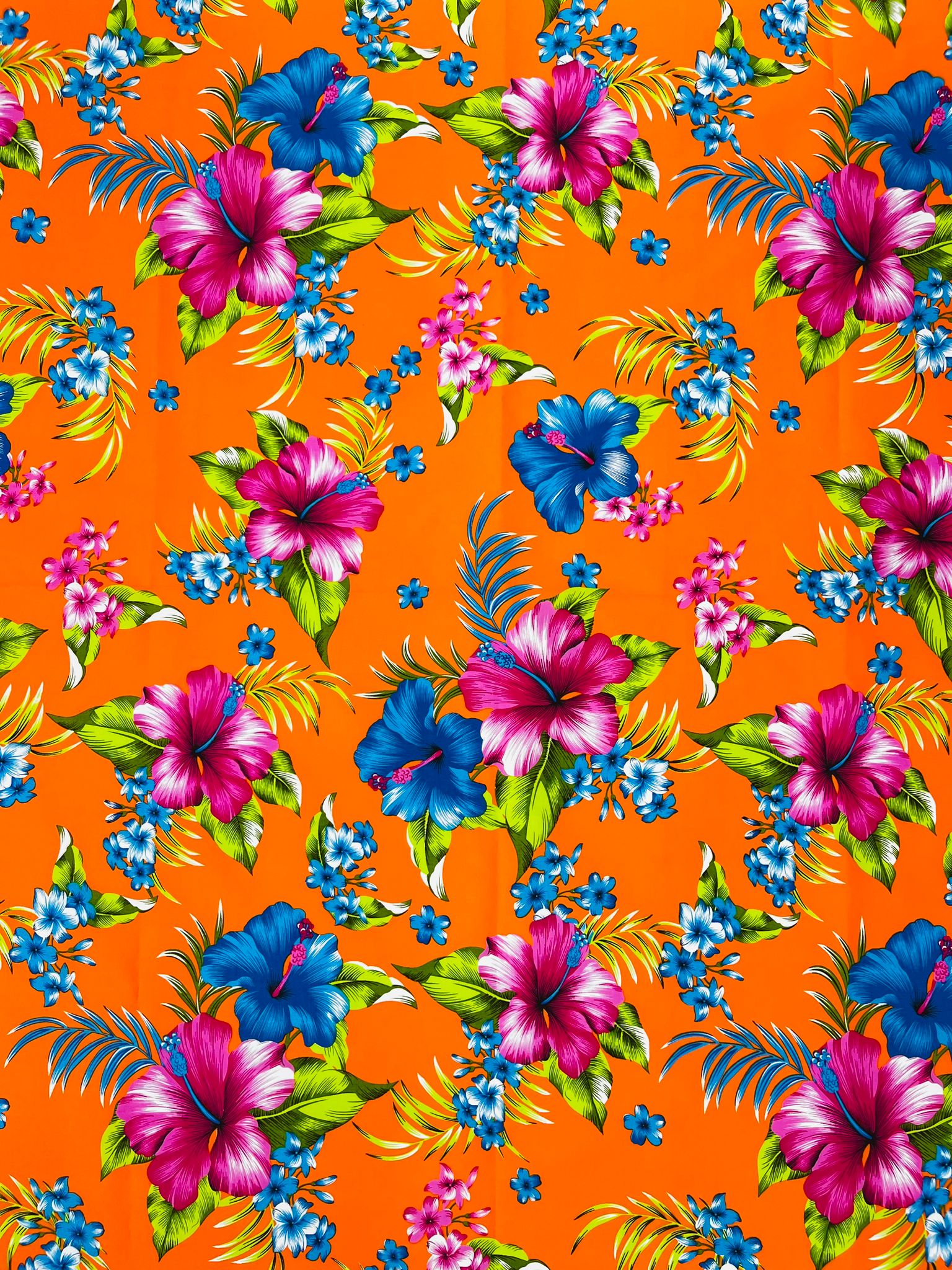 MULTI COLOR HAWAIIAN HIBISCUS FLORAL (by the yard)