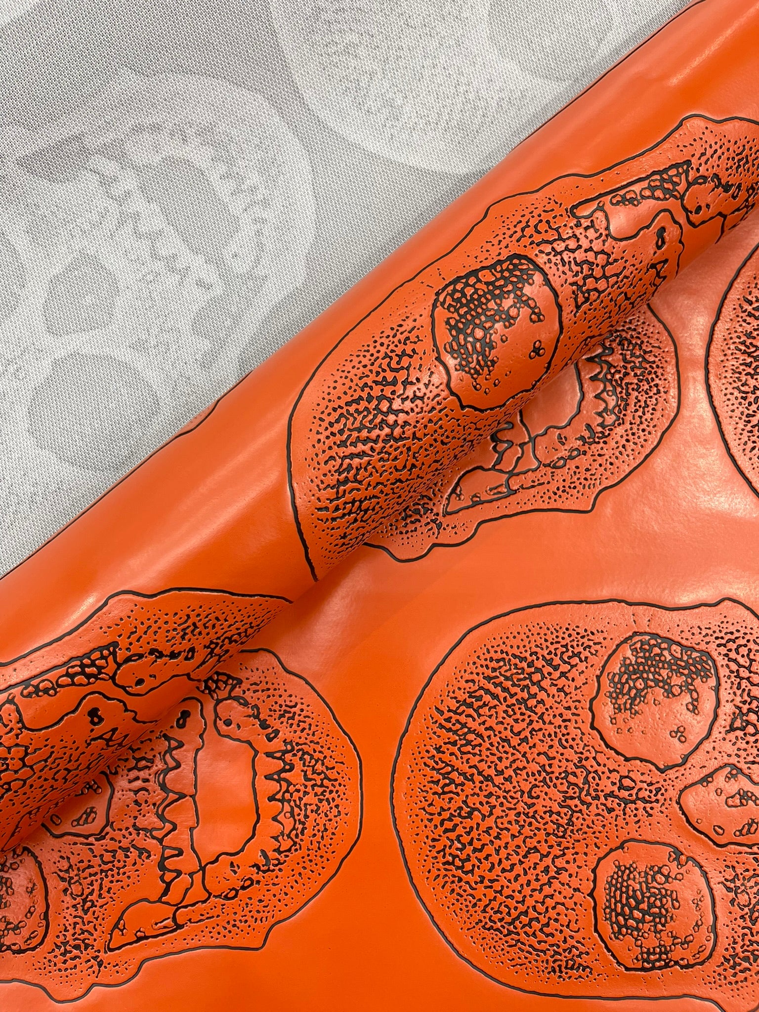 Skull Embossed Fake Leather Upholstery, 3D Faux Leather PVC Vinyl Fabric.