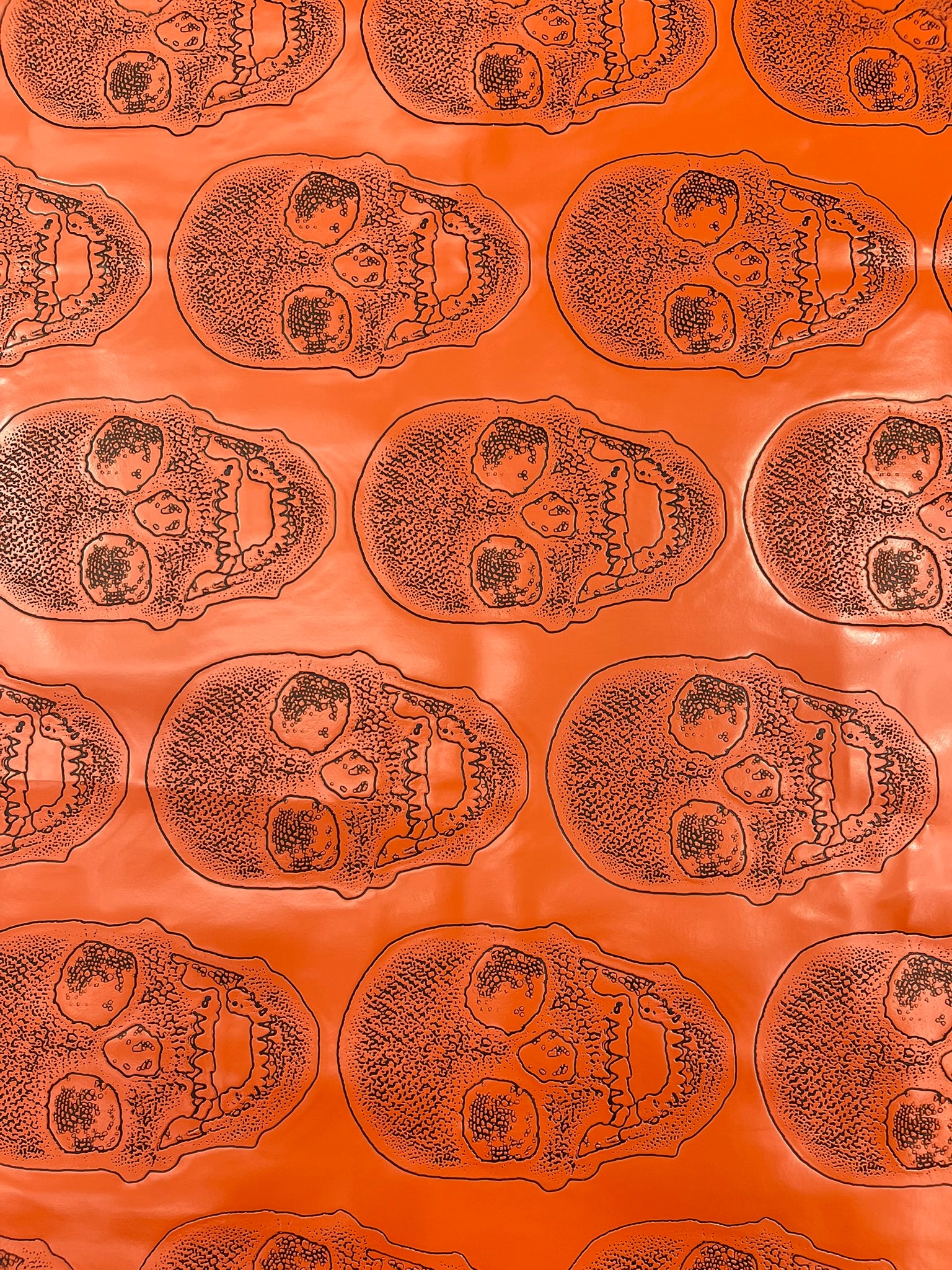 Skull Embossed Fake Leather Upholstery, 3D Faux Leather PVC Vinyl Fabric.
