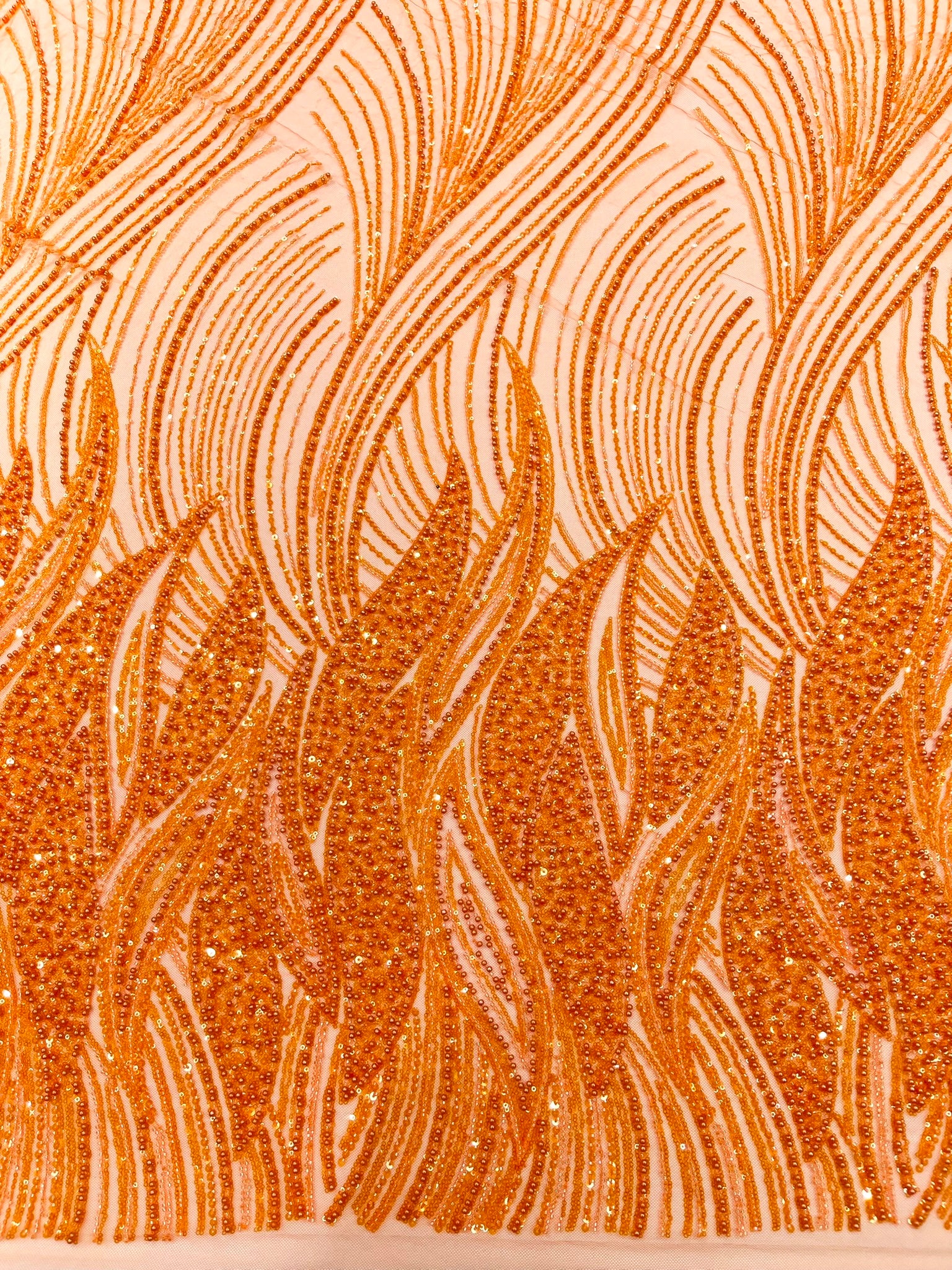 Flame Fashion Beaded Lace Fabric| Prom| Wedding| By The Yard.
