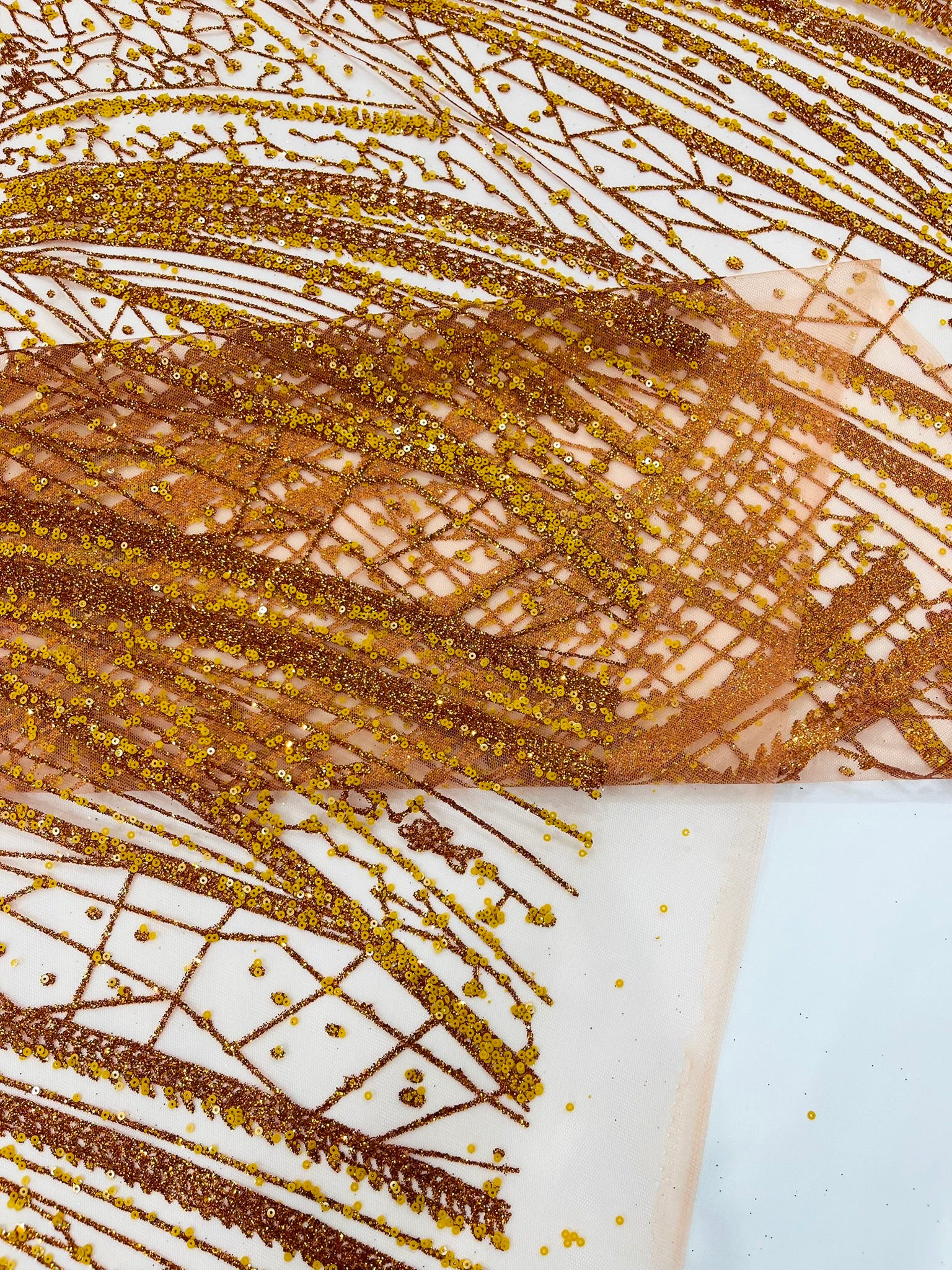 Geometric Fashion Glitter Design On A Mesh Lace Fabric| 58" Wide| Prom Dresses.