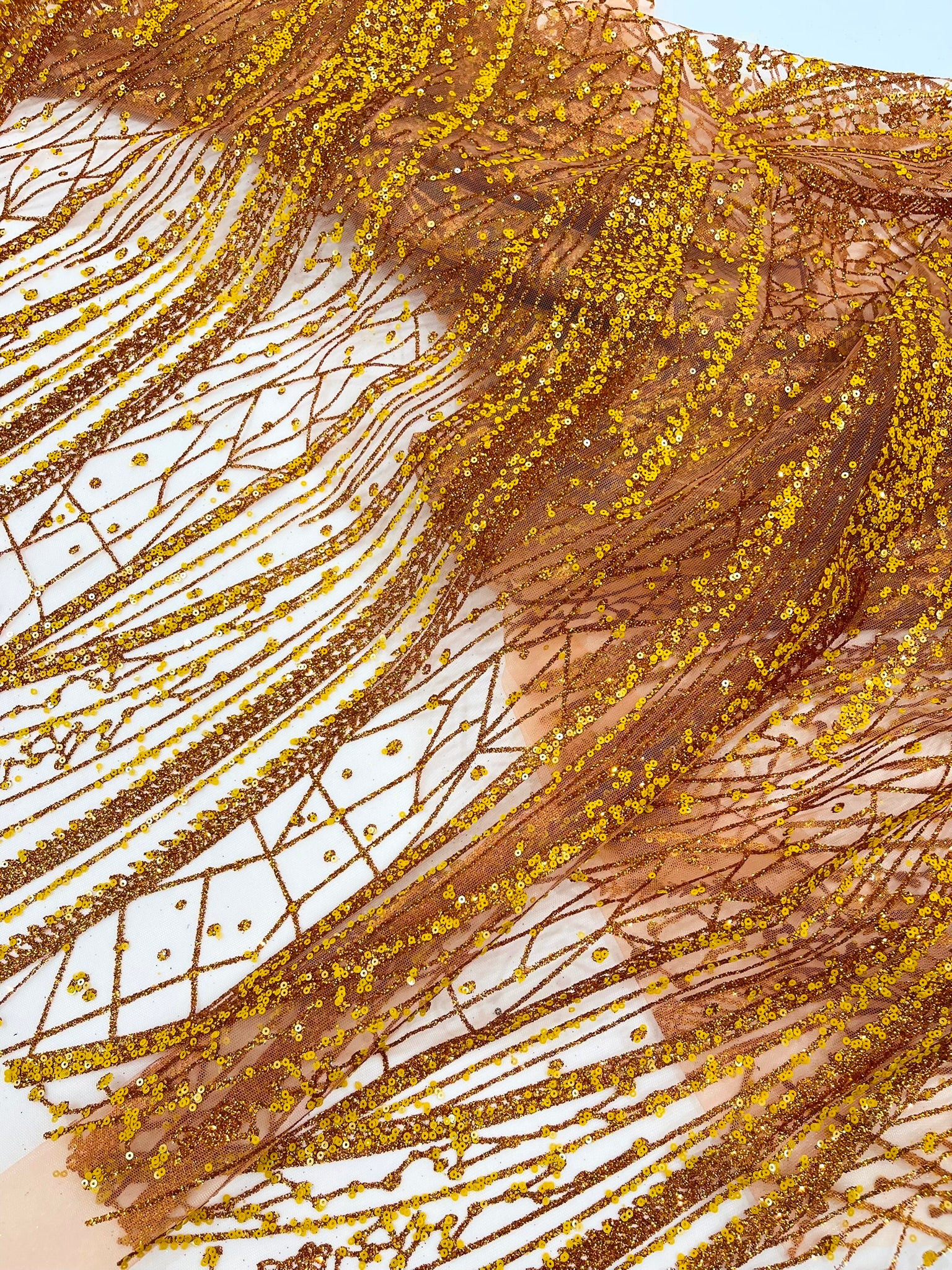 Geometric Fashion Glitter Design On A Mesh Lace Fabric| 58" Wide| Prom Dresses.