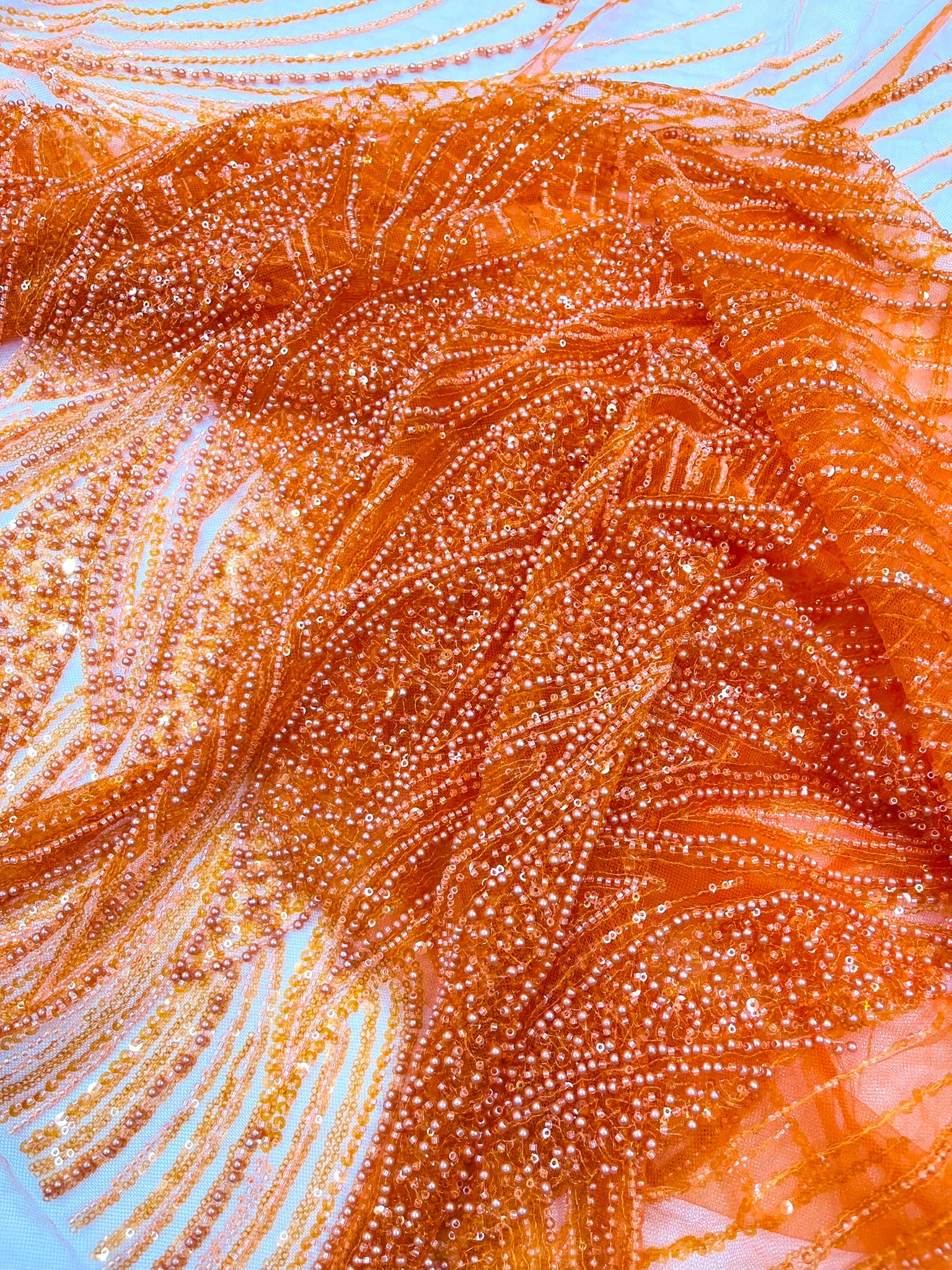 Flame Fashion Beaded Lace Fabric| Prom| Wedding| By The Yard.