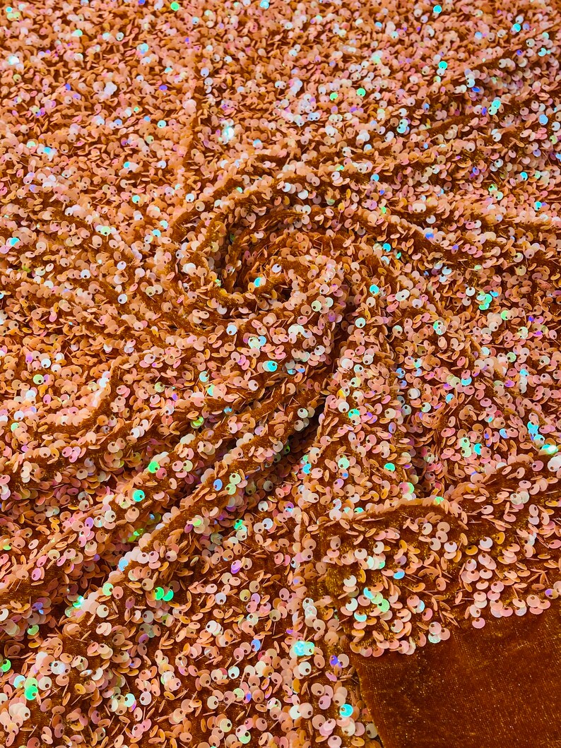 Sequin Velvet Stretch 5mm fabric 58"Wide-Prom-Nightgown fabric- Sold by the yard.