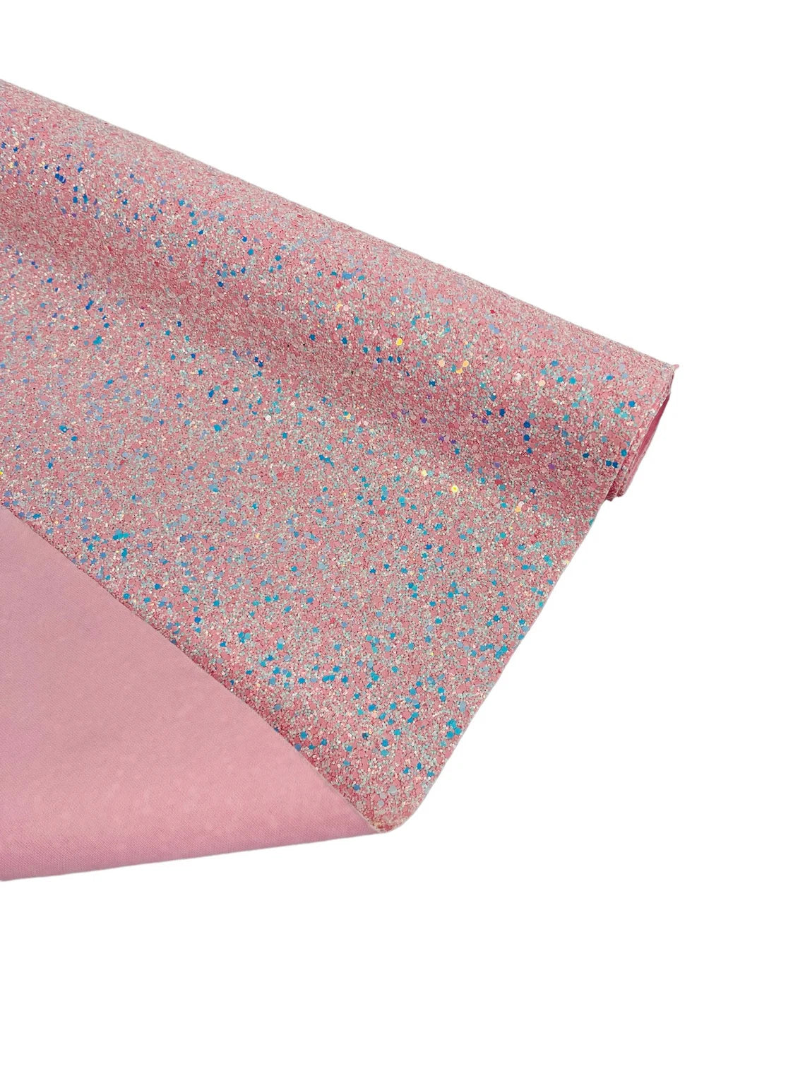 Chunky Glitter Vinyl Fabric - Pink Iridescent - High Quality 54" Chunky Glitter Fabric Sold By Yard