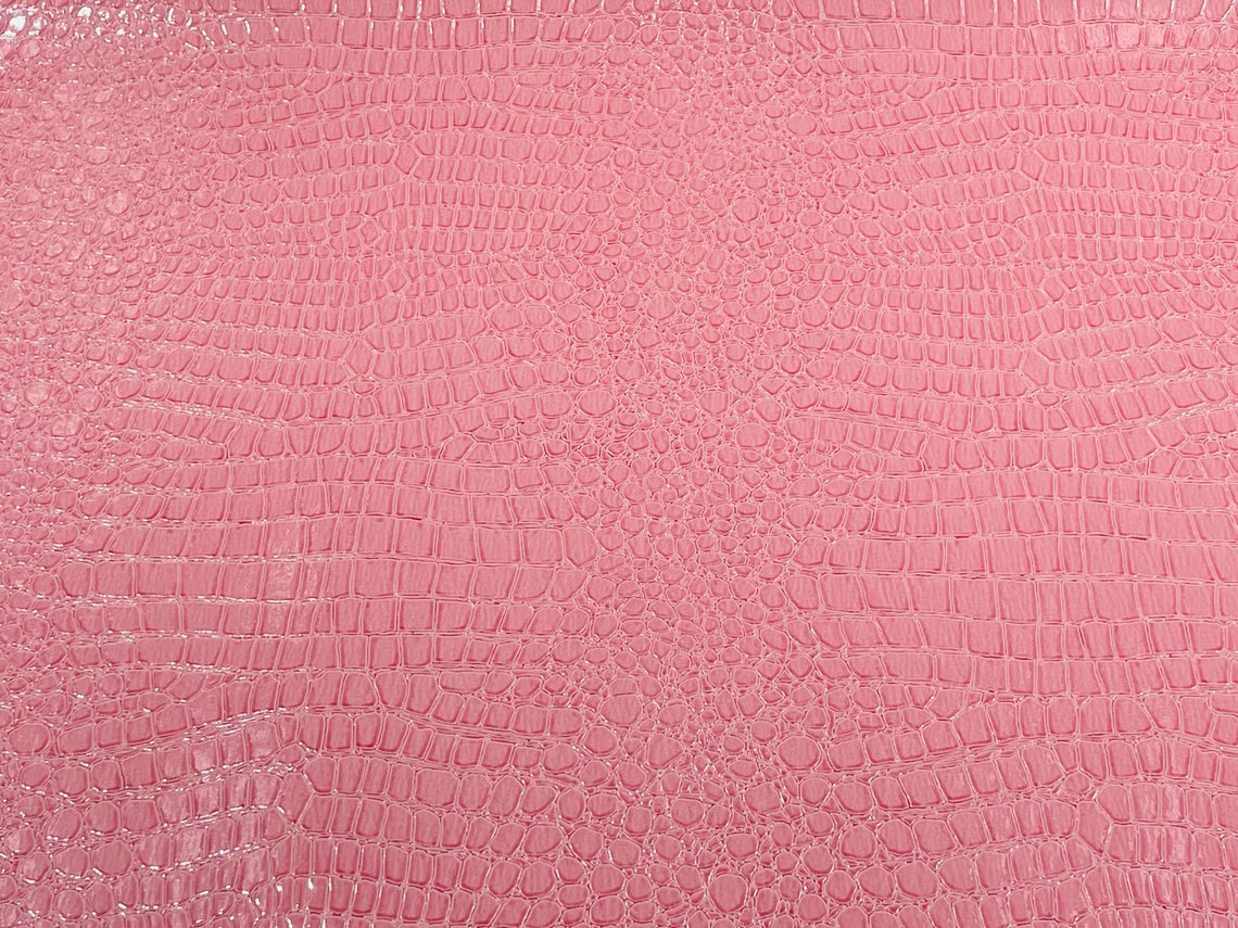 Faux Alligator Skin Vinyl Fabric - Pink - High Quality Vinyl Alligator Animal Print Fabric By Yard