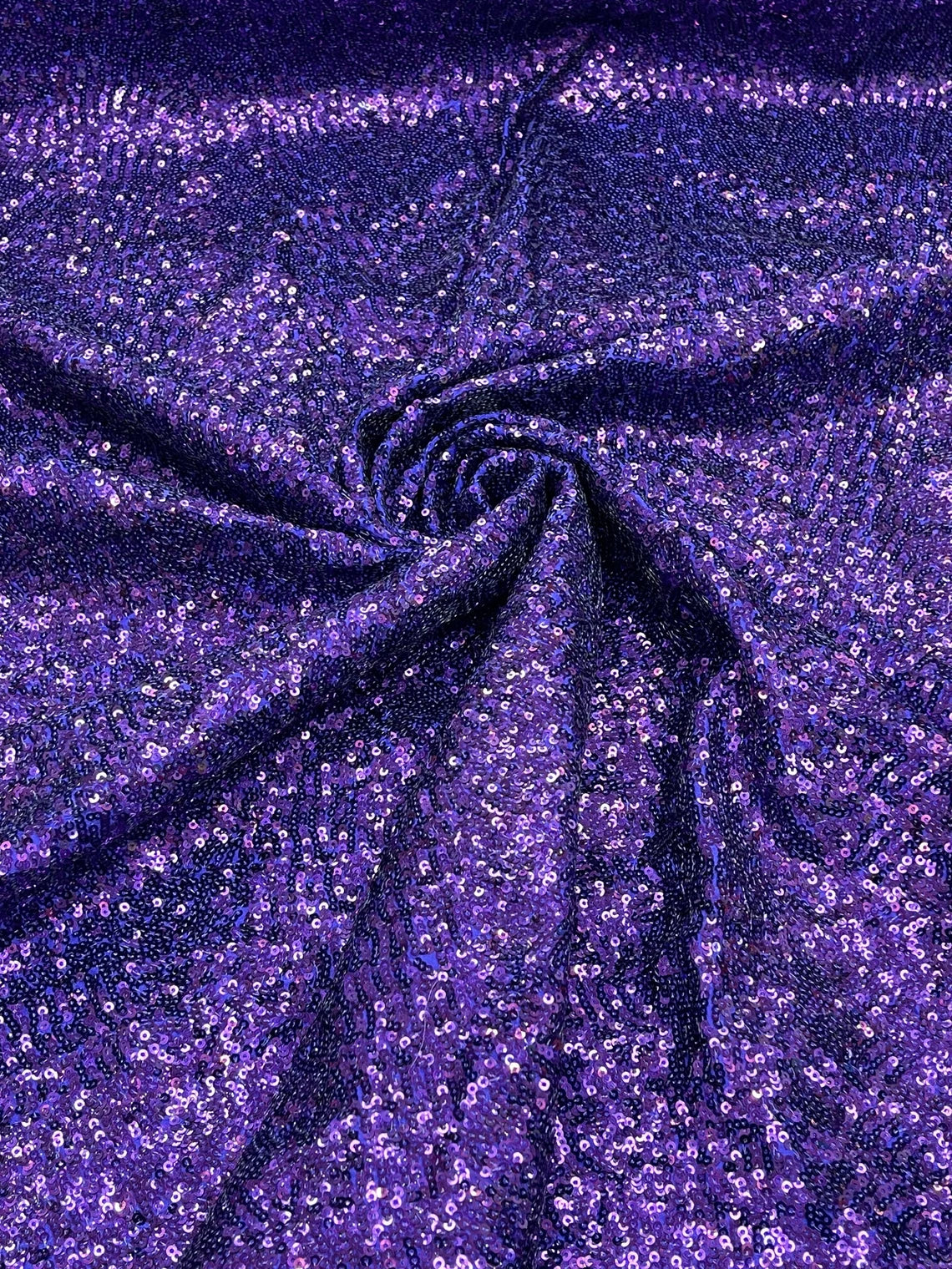Mini Glitz Sequins on Milliskin - Purple - 4 Way Stretch Milliskin Stretch Spandex Fabric by Yard