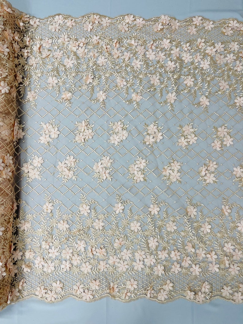 3D FLOWER TRIANGLE NET LACE (by the yard)