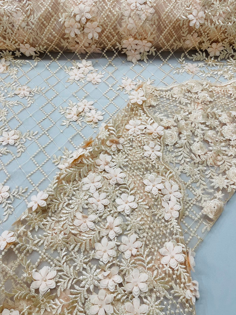 3D FLOWER TRIANGLE NET LACE (by the yard)