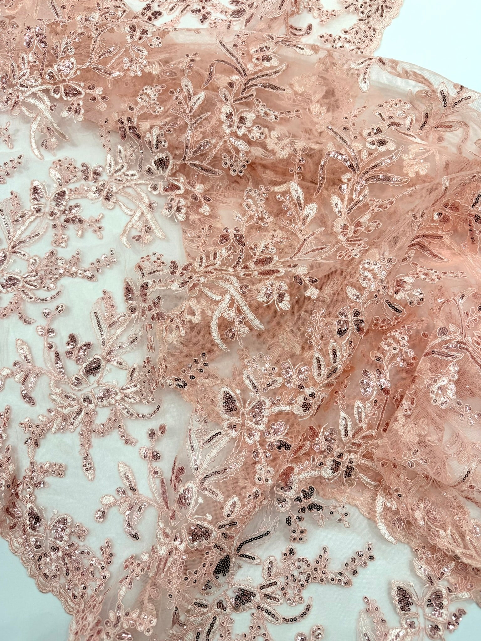 Corded Lace with Butterfly Embroidery and Sequin on Mesh 54" Wide | VIP Textile Inc.